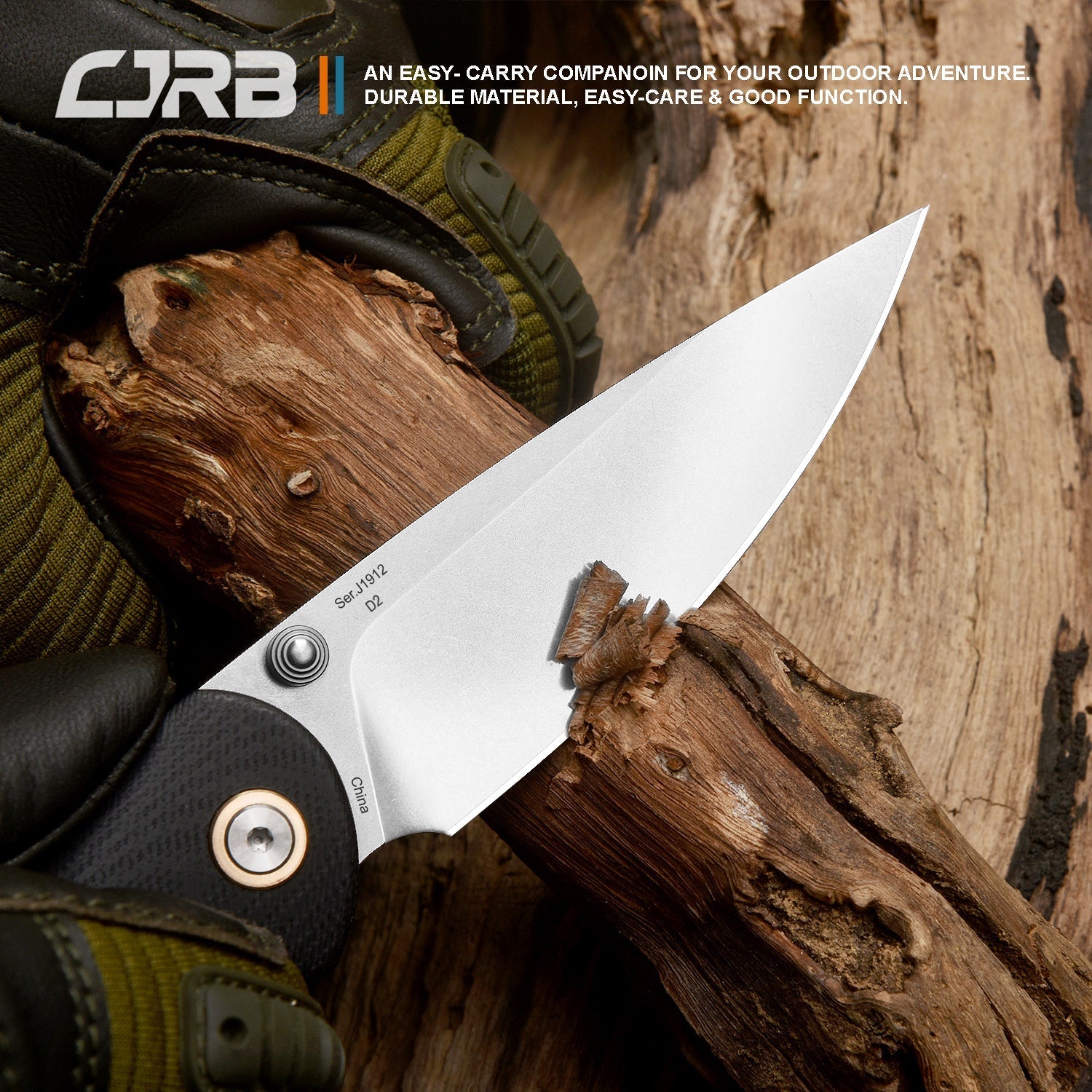 CJRB Feldspar J1912 AR-RPM9 Blade G10(Contoured & Cnc Pattern Texture) Handle Folding Knives - Black (J1912-BKC)