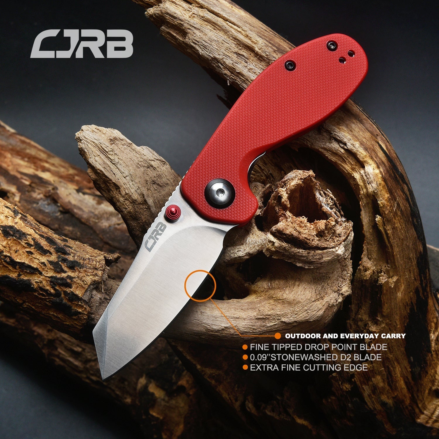 CJRB Maileah J1918 AR-RPM9 Steel Blade G10 Handle Folding Knives - Red (J1918-REF)