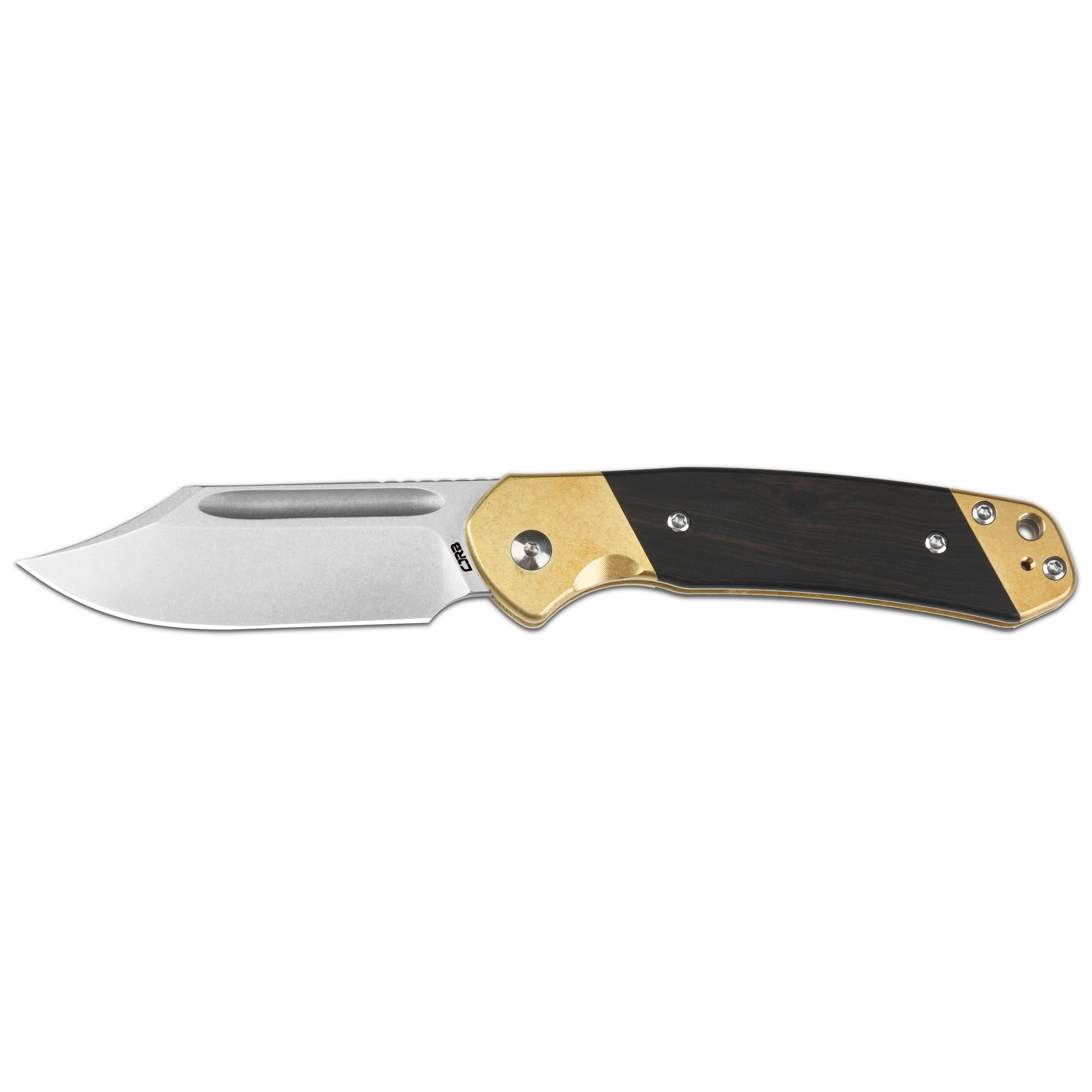 CJRB Bowie Pyrite J1942SJ AR-RPM9 Blade Brass and Wood Handle Folding Knife