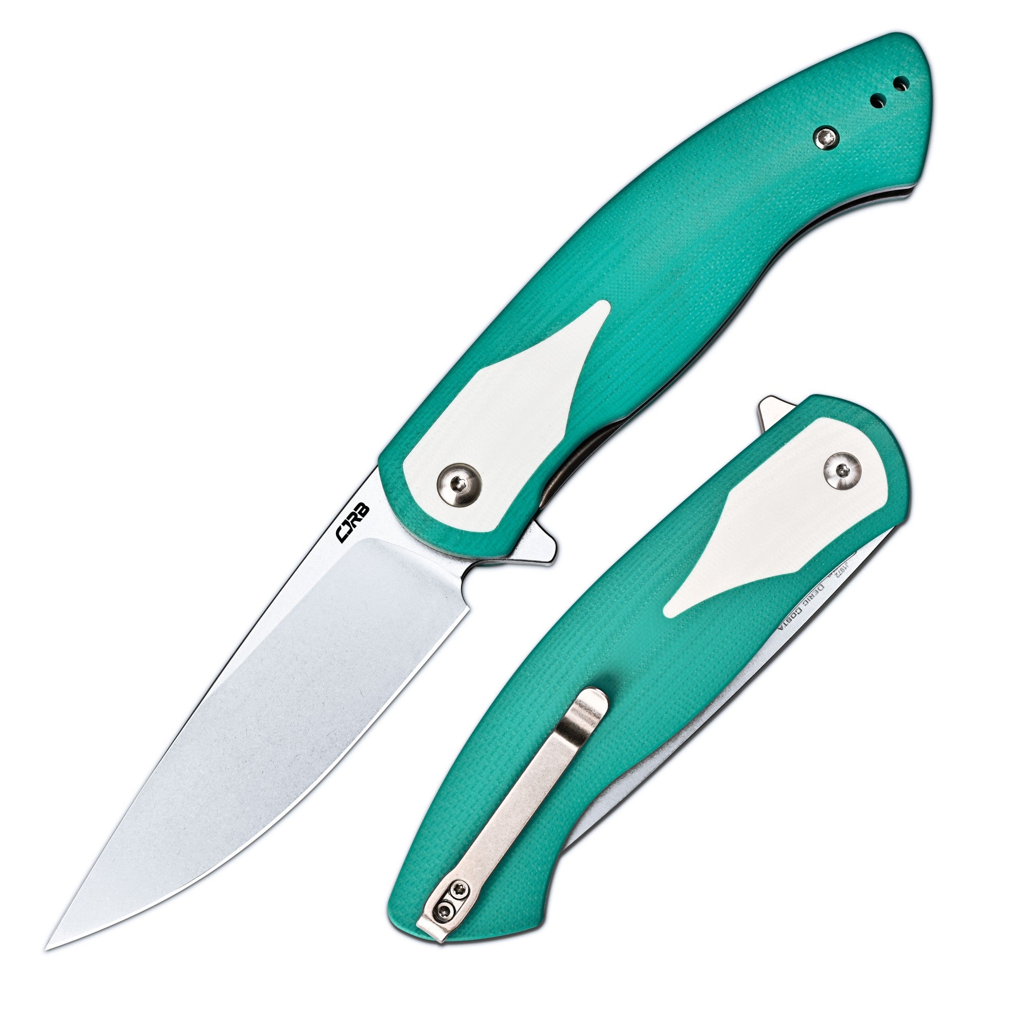 CJRB Rodayo Flipper & Liner Lock Folding Knife Green G10 Handle (3.78'' Stone Wash AR-RPM9 Steel Blade) J1972-GWH