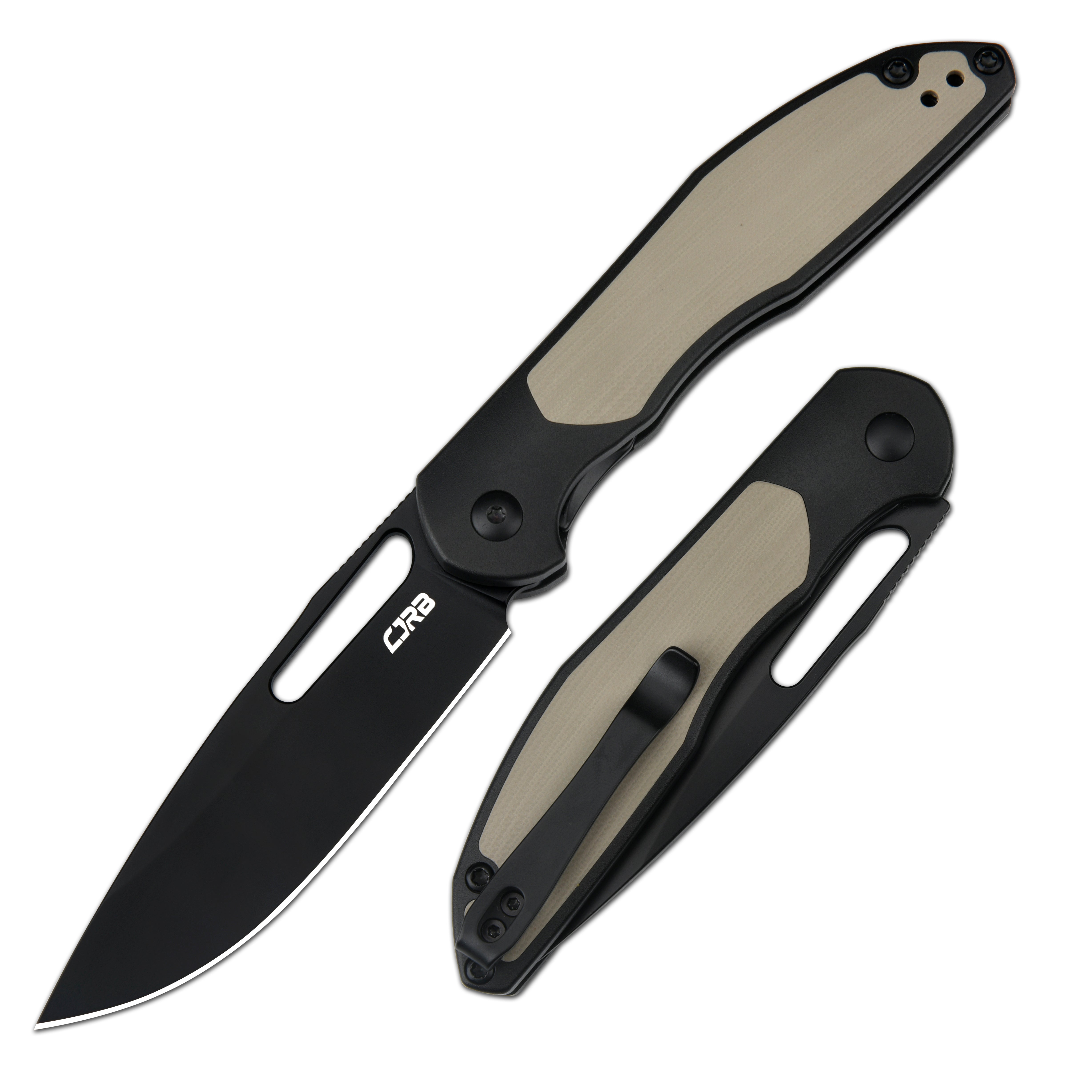 CJRB Droma J1963 AR-RPM9 Steel Blade Aluminum and G10 inlay Handle Folding Knives - Black (J1963-BDE)