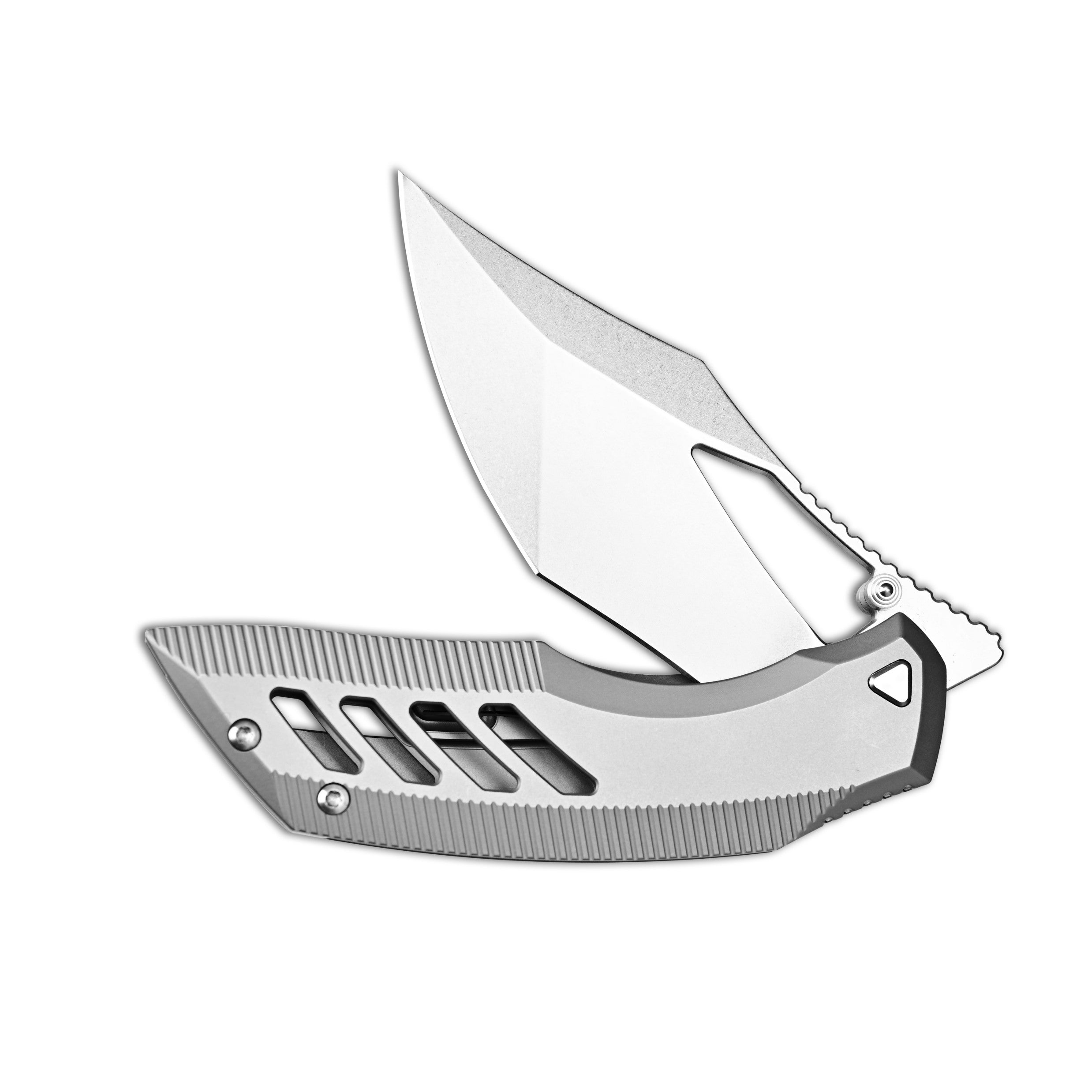 Artisan Cutlery Dark Wing Thumb Hole & Front Flipper Frame Lock EDC Knife Titanium Handle(3.63'' S35VN Stone Wash Blade ) 1887G-GY