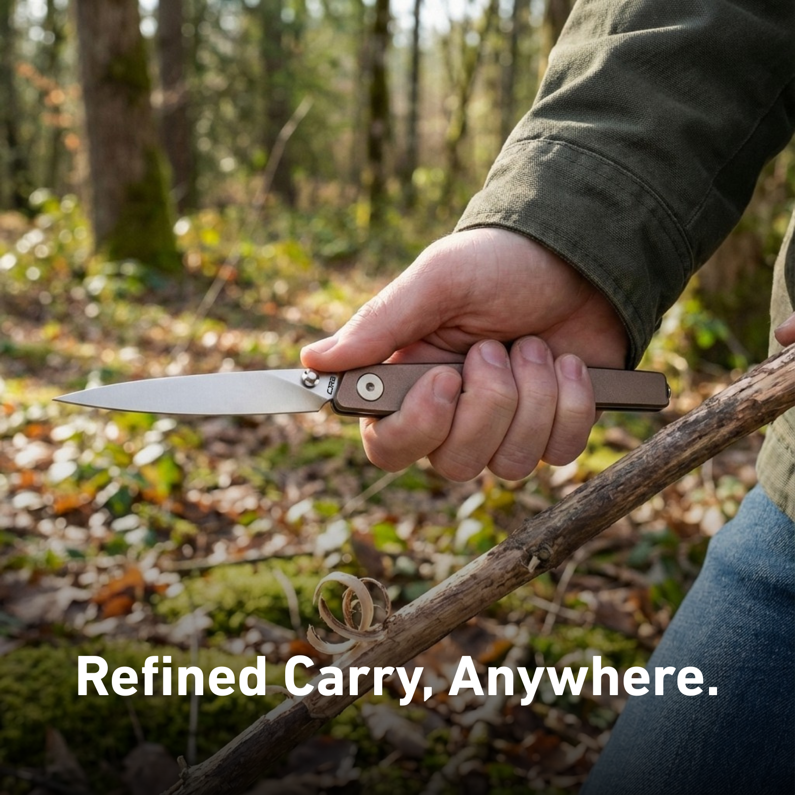 CJRB Lanky Thumb Stud & Liner Lock Knife Champagne Aluminum Handle (3.58'' AR-RPM9 Sand Polish Blade) J1965-CP