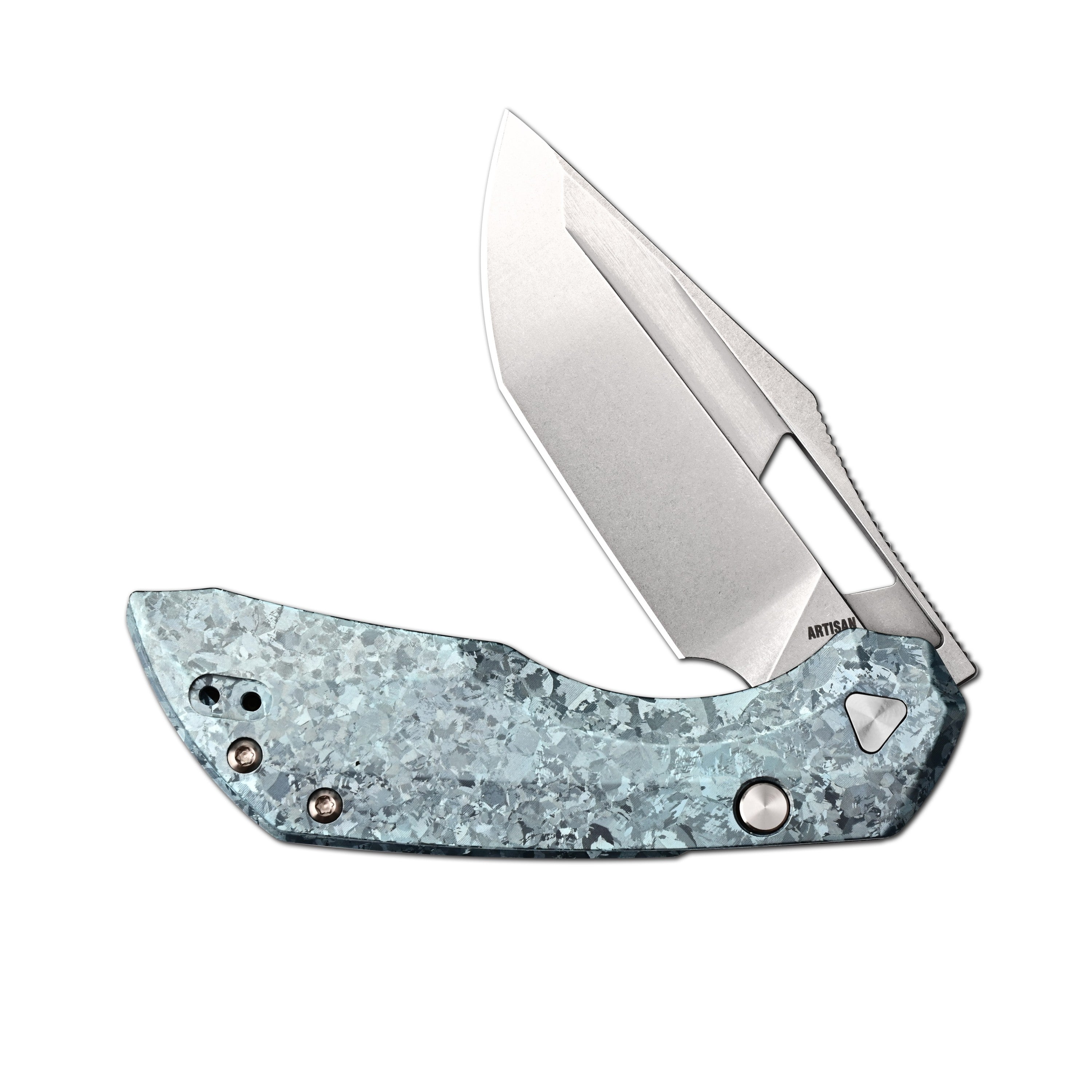 Artisan Cutlery Mousebird Thumb Hole Top Liner lock Lock EDC Knife Crystal Titanium Handle Crystal Titanium Clip(3'' CPM S35VN Stone Wash Blade ) 1889G-CBU