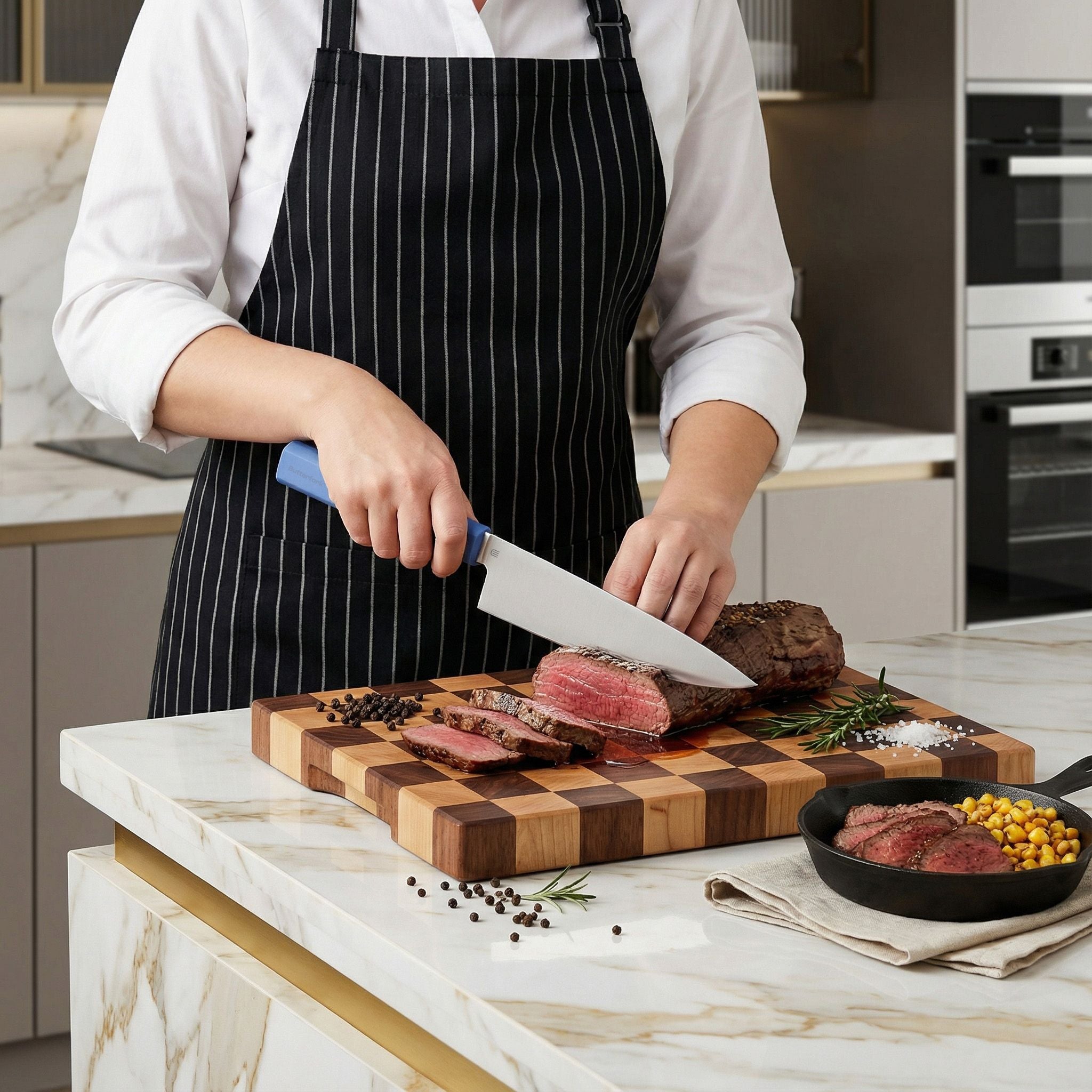 Butterfork Purest 8” Chef's Knife, AR-RPM9 Stainless Steel, Replaceable ABS Handle, Ultramarine