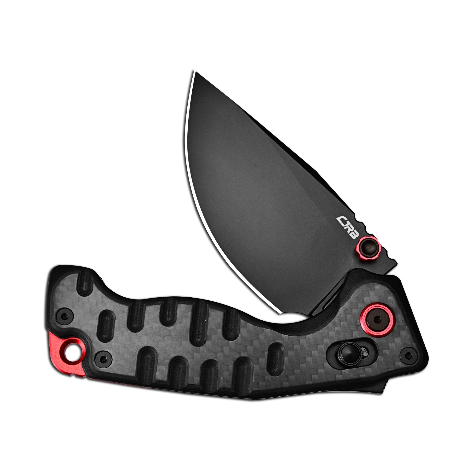 CJRB Doubletap Thumb Stud & Recoil Lock V2 Tatical Knife Carbon Fiber Handle(3.86'' D2 Steel Black PVD Coating Blade) J1970-BCF (Exclusive)