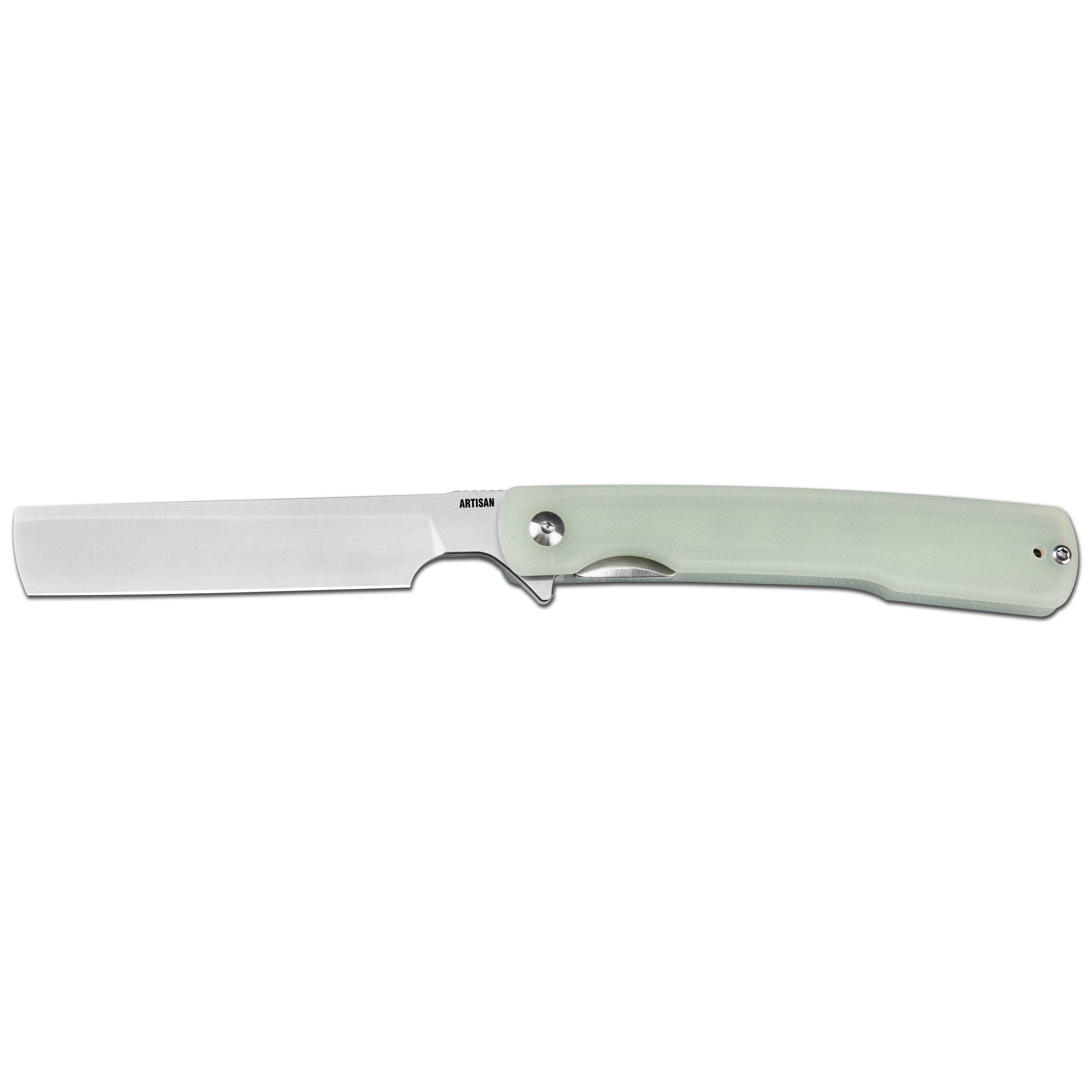 Artisan Cutlery Orthodox V2 Flipper & Liner Lock Knife Green G10 Handle (3.54'' Sand polish AR-RPM9 Blade) 1883P-NTG
