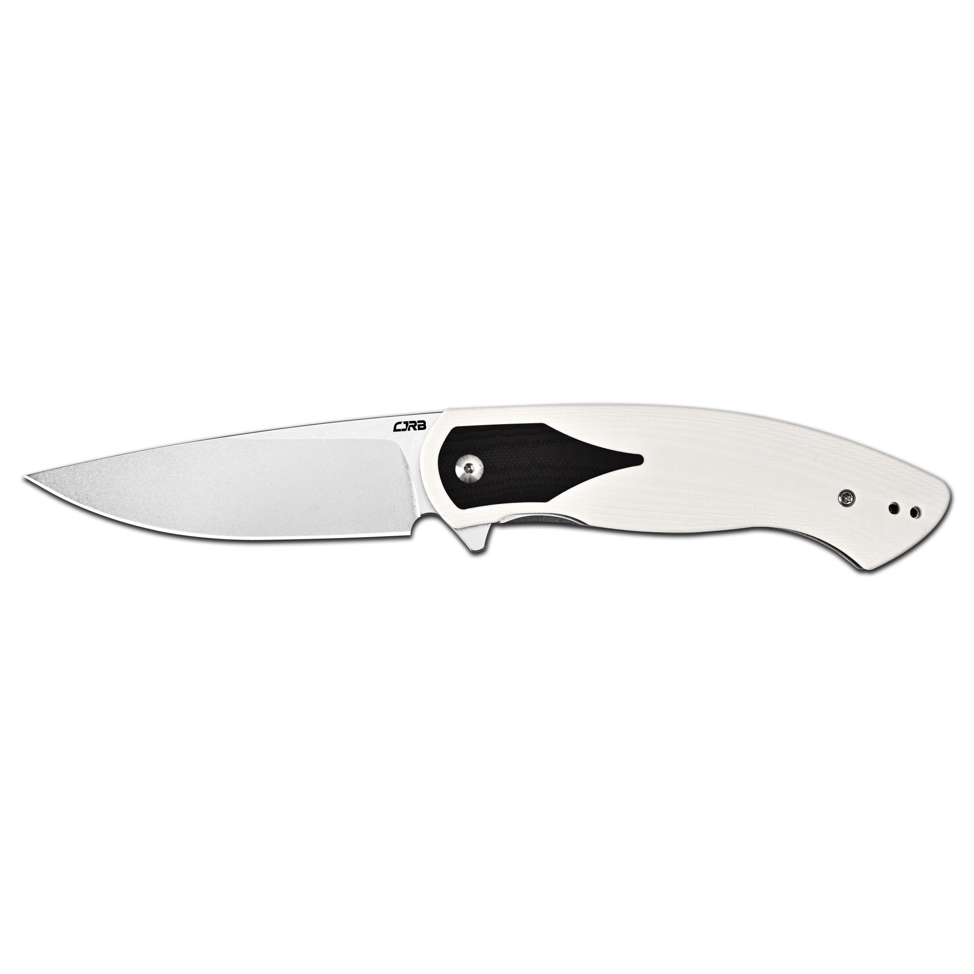 CJRB Rodayo Flipper & Liner Lock Folding Knife White G10 Handle (3.78'' Stone Wash AR-RPM9 Steel Blade) J1972-WBK