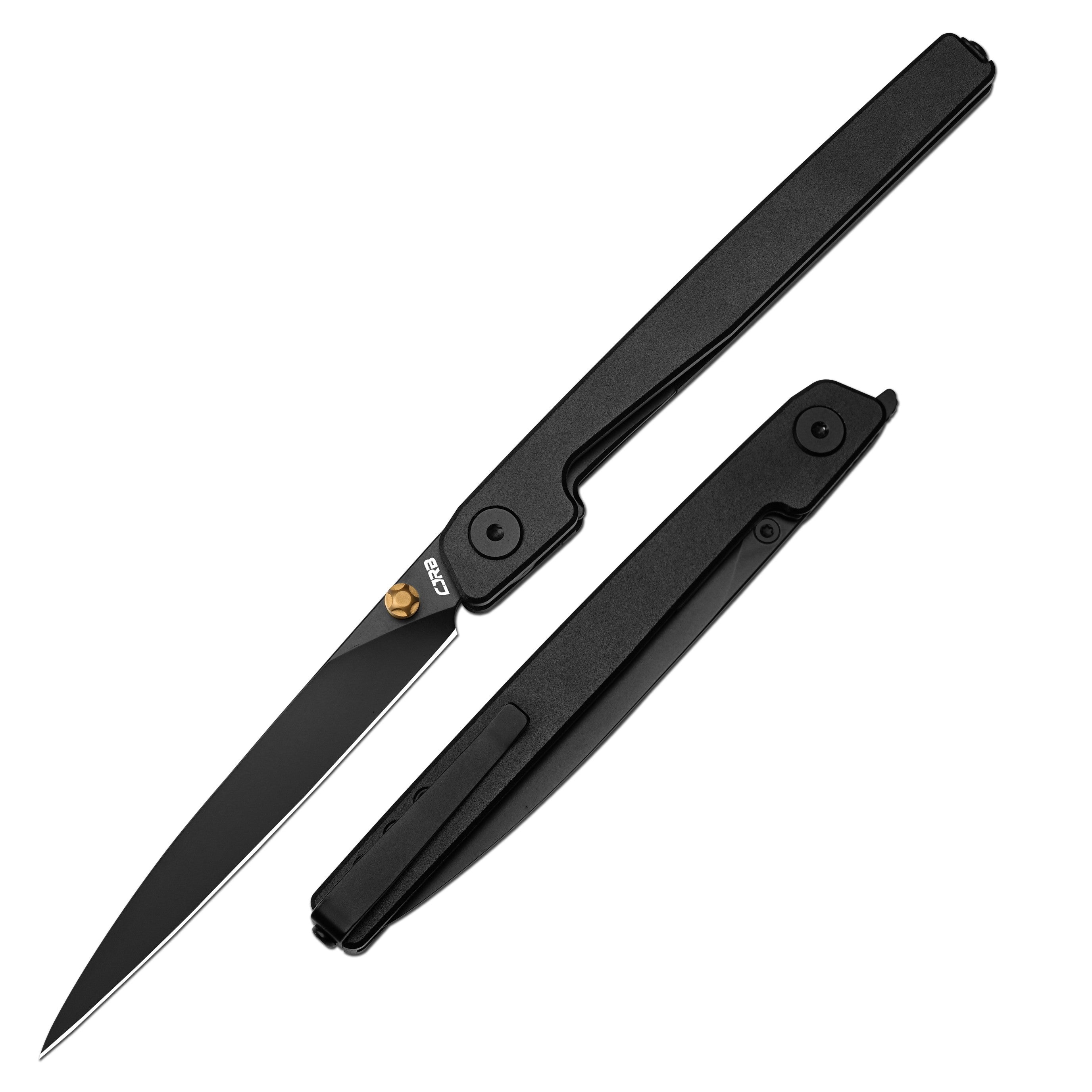 CJRB Lanky Thumb Stud & Liner Lock Knife Black Aluminum Handle (3.58'' AR-RPM9 Black PVD Coating Blade) J1965-BBK