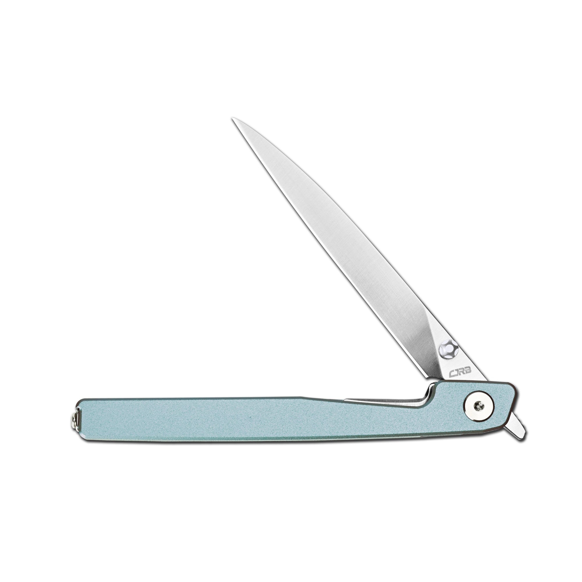 CJRB Lanky Thumb Stud & Liner Lock Knife Light Blue Aluminum Handle (3.58'' Sandvik 14C28N Sand Polish Blade) J1965-PBU