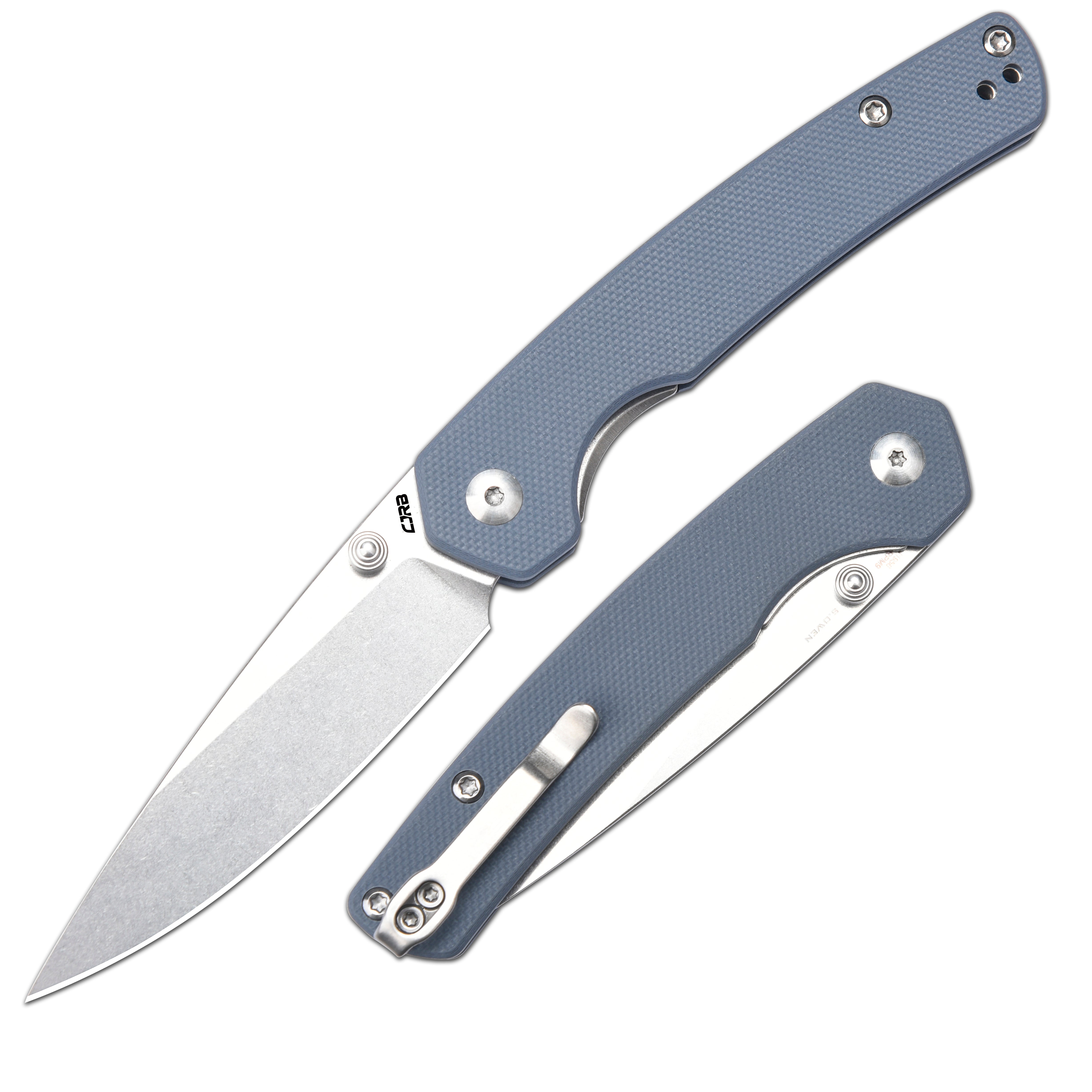 CJRB Kain J1956 AR-RPM9 Steel Blade G10 Handle Folding Knives - Stone Wash/Gray G10 (J1956-GY)