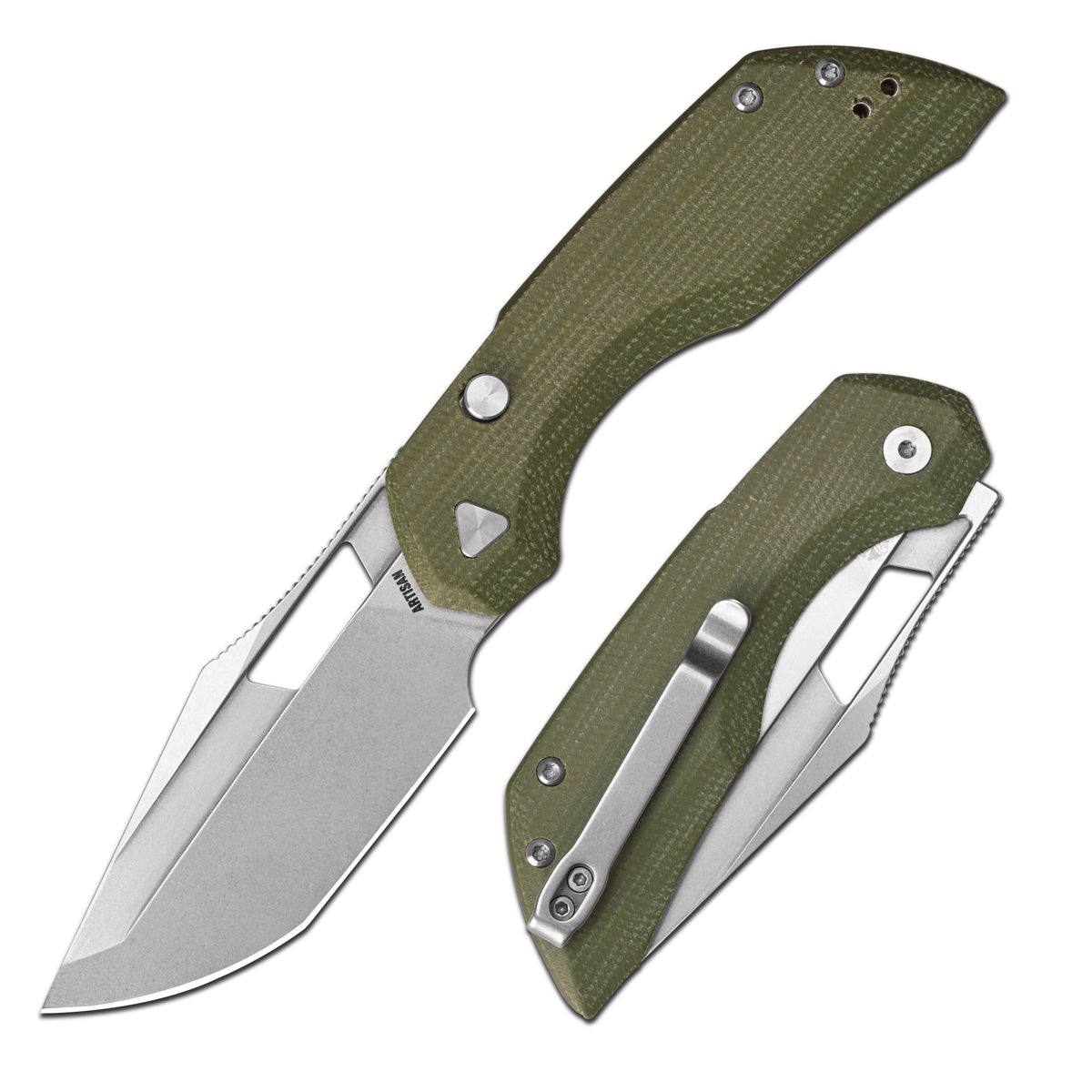 Artisan Cutlery Mousebird Thumb Hole Top Liner Lock EDC Knife Micarta Handle (3'' N690 Stone Wash Blade ) 1889G-MGN