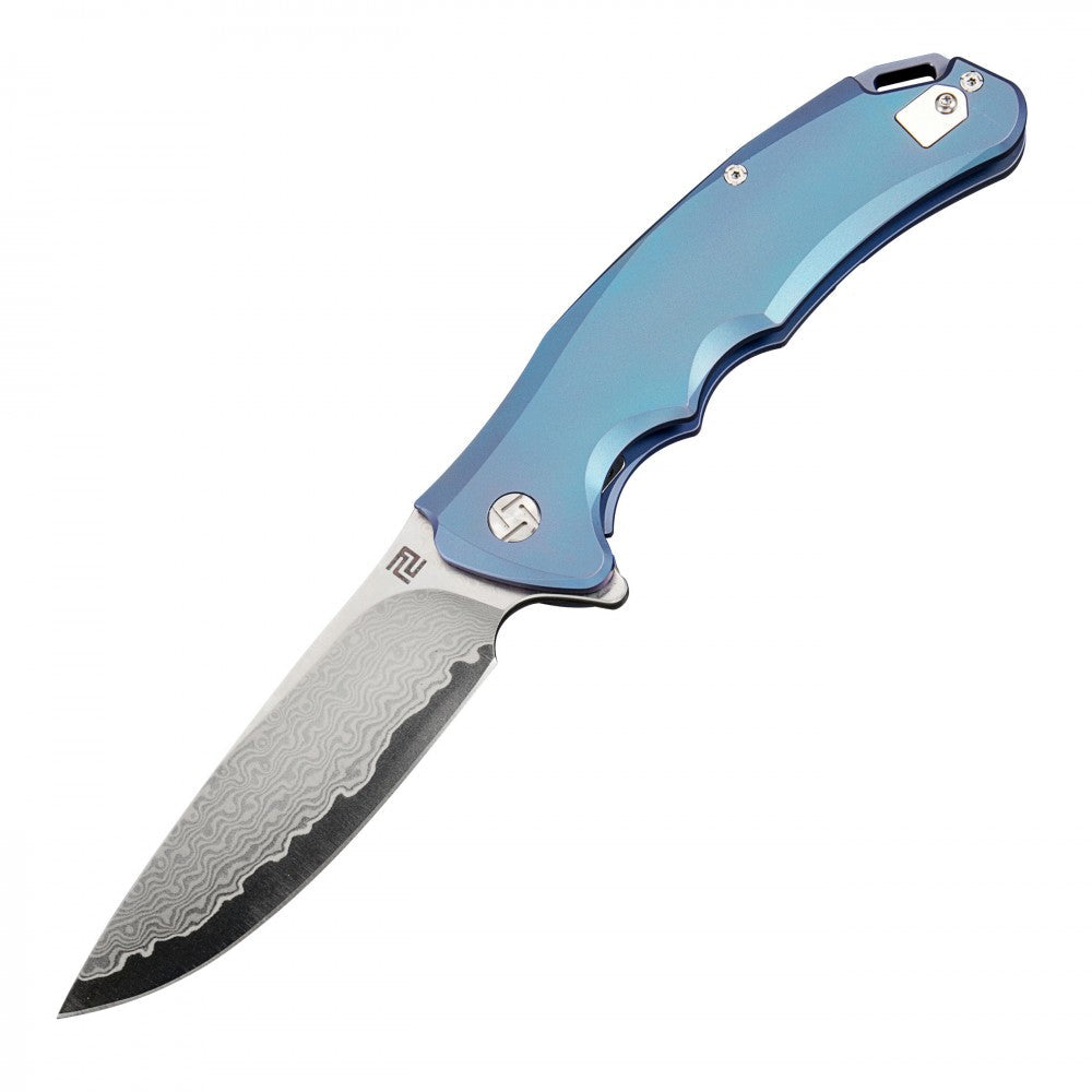 Artisan Cutlery Tradition ATZ-1702GD Damascus Blade Titanium TC4 Handle Folding Knives