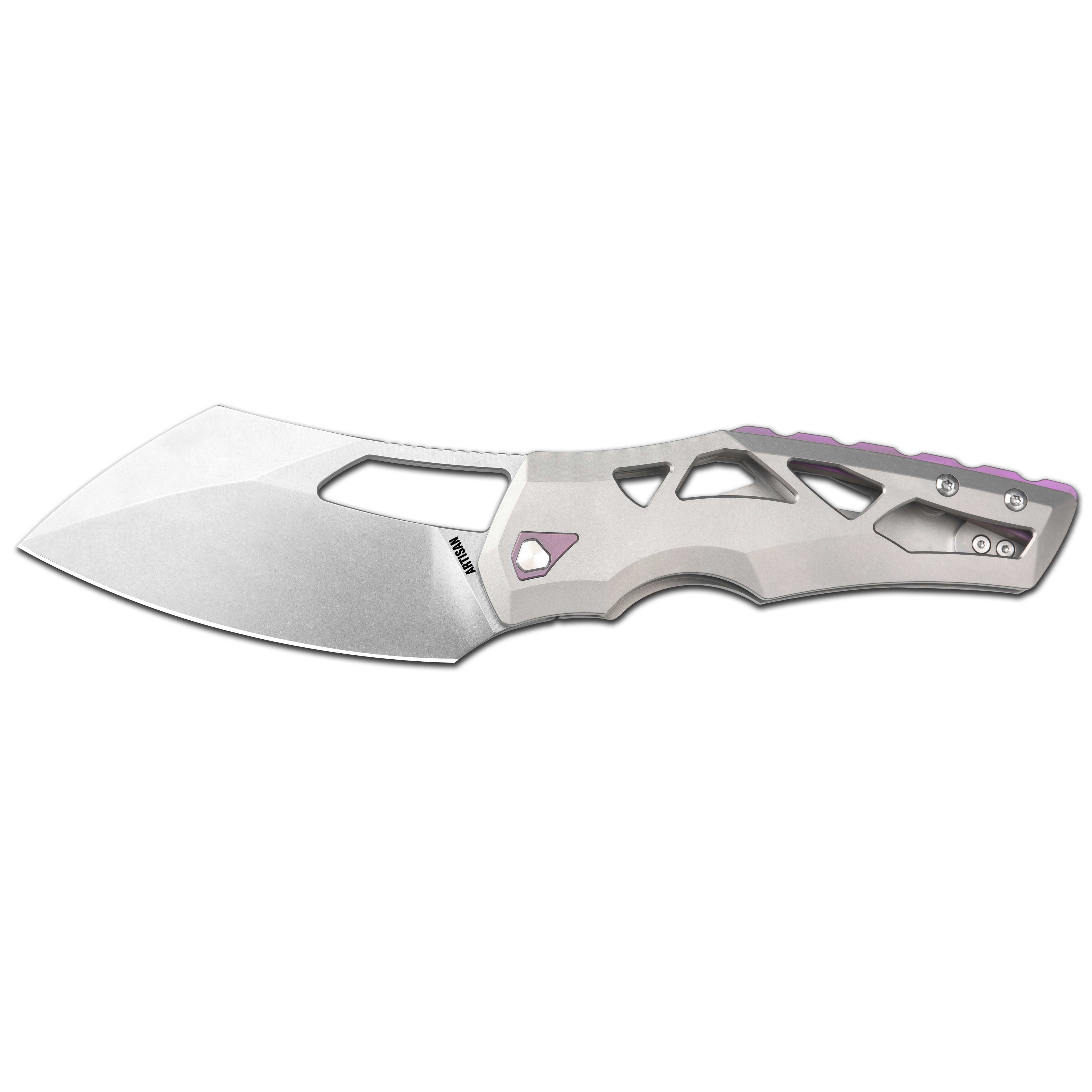 Artisan Cutlery Tortoise 1884G S35VN Steel Blade Titanium Handle Folding Knives