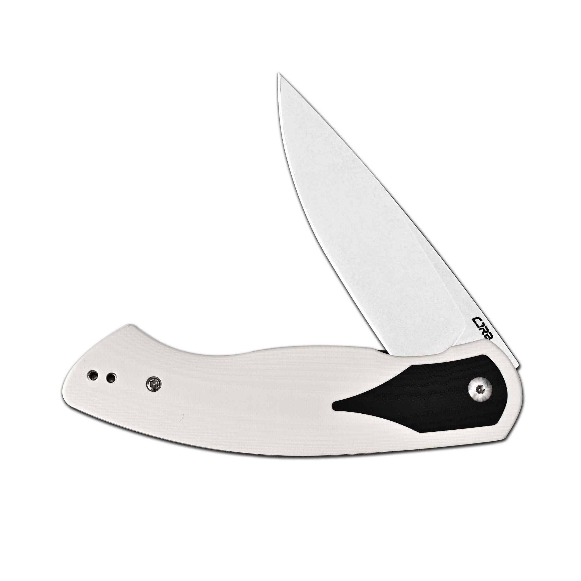 CJRB Rodayo Flipper & Liner Lock Folding Knife White G10 Handle (3.78'' Stone Wash AR-RPM9 Steel Blade) J1972-WBK