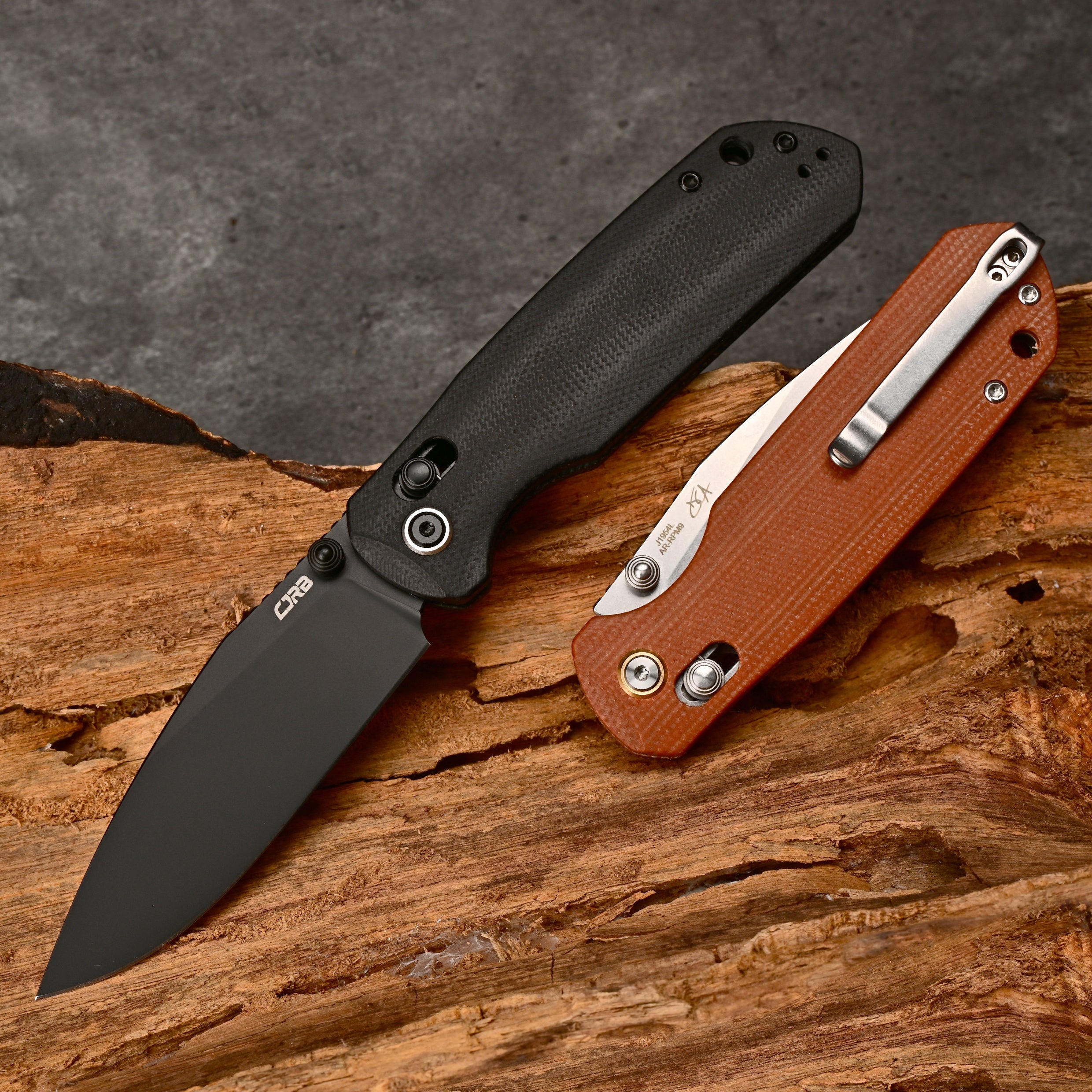 CJRB Prototype Mega Maximal J1954L AR-RPM9 Steel Blade Micarta Handle Folding Knives