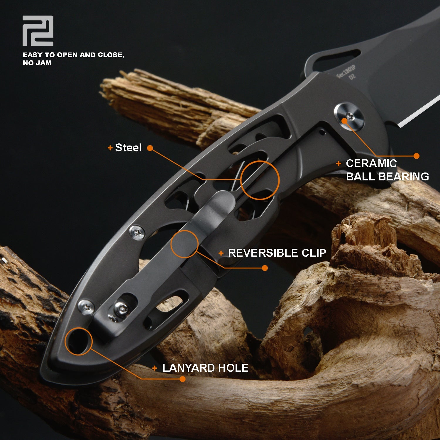 Artisan Cutlery Hoverwing ATZ-1801P  D2 Blade Steel Handle Folding Knives