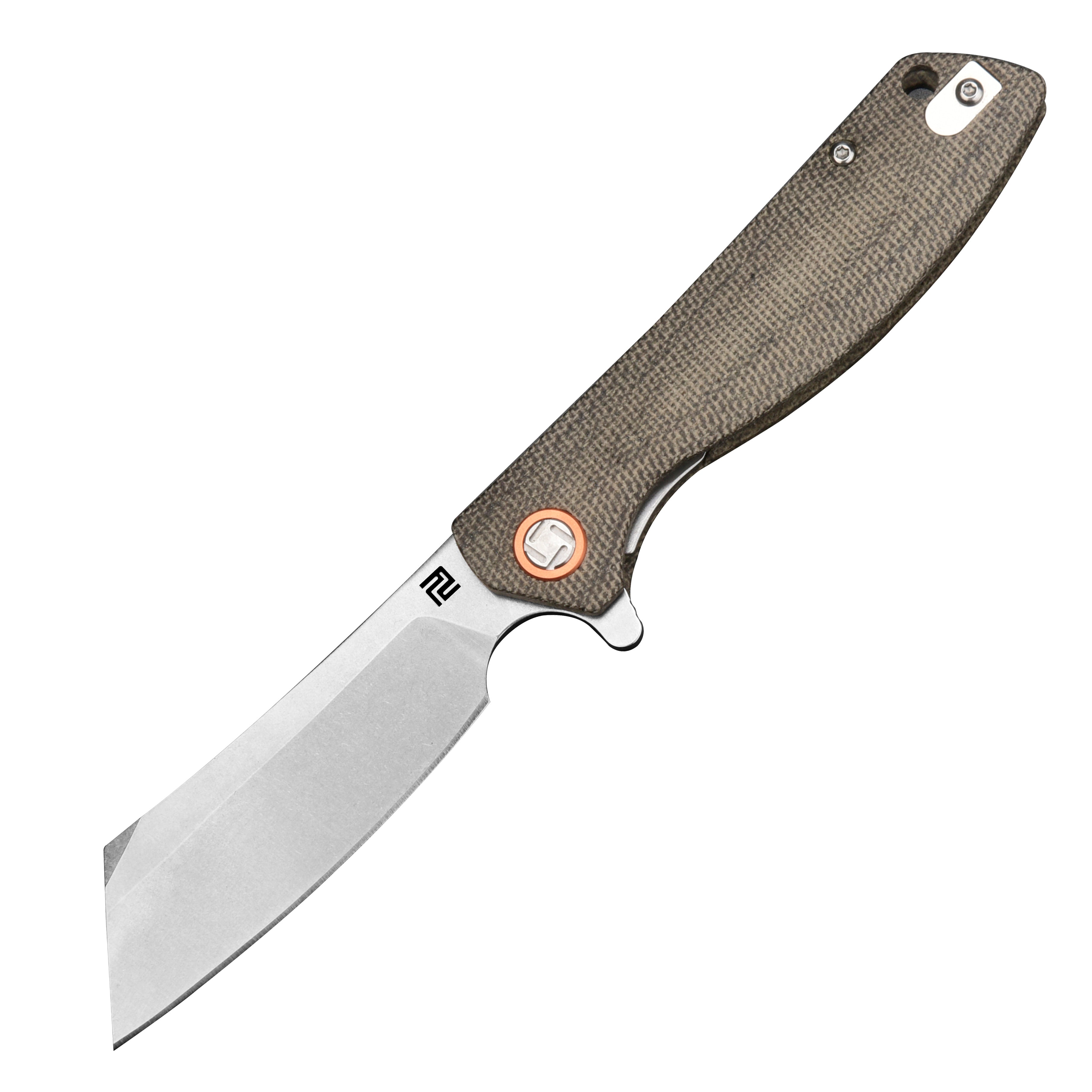 Artisan Cutlery Tomahawk ATZ-1815P D2 Blade Micarta Handle Folding Knives