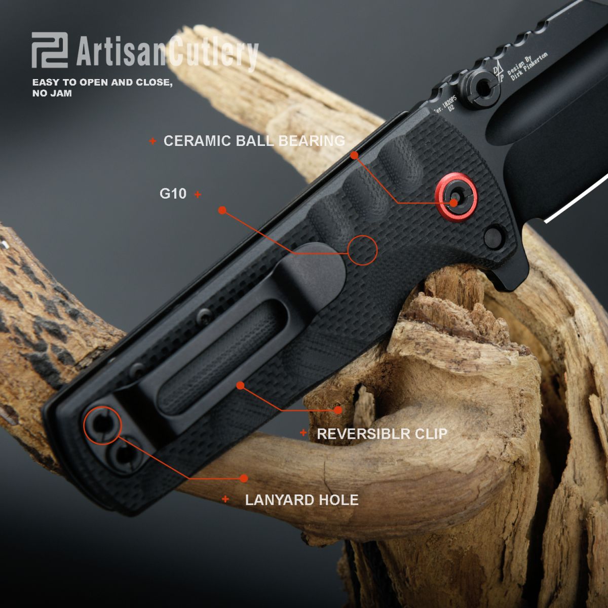 ARTISAN CUTLERY PROPONENT ATZ-1820PS(Subsize) D2 STEEL BLACK G10 HANDLE POCKET KNIFE FOLDING KNIFE