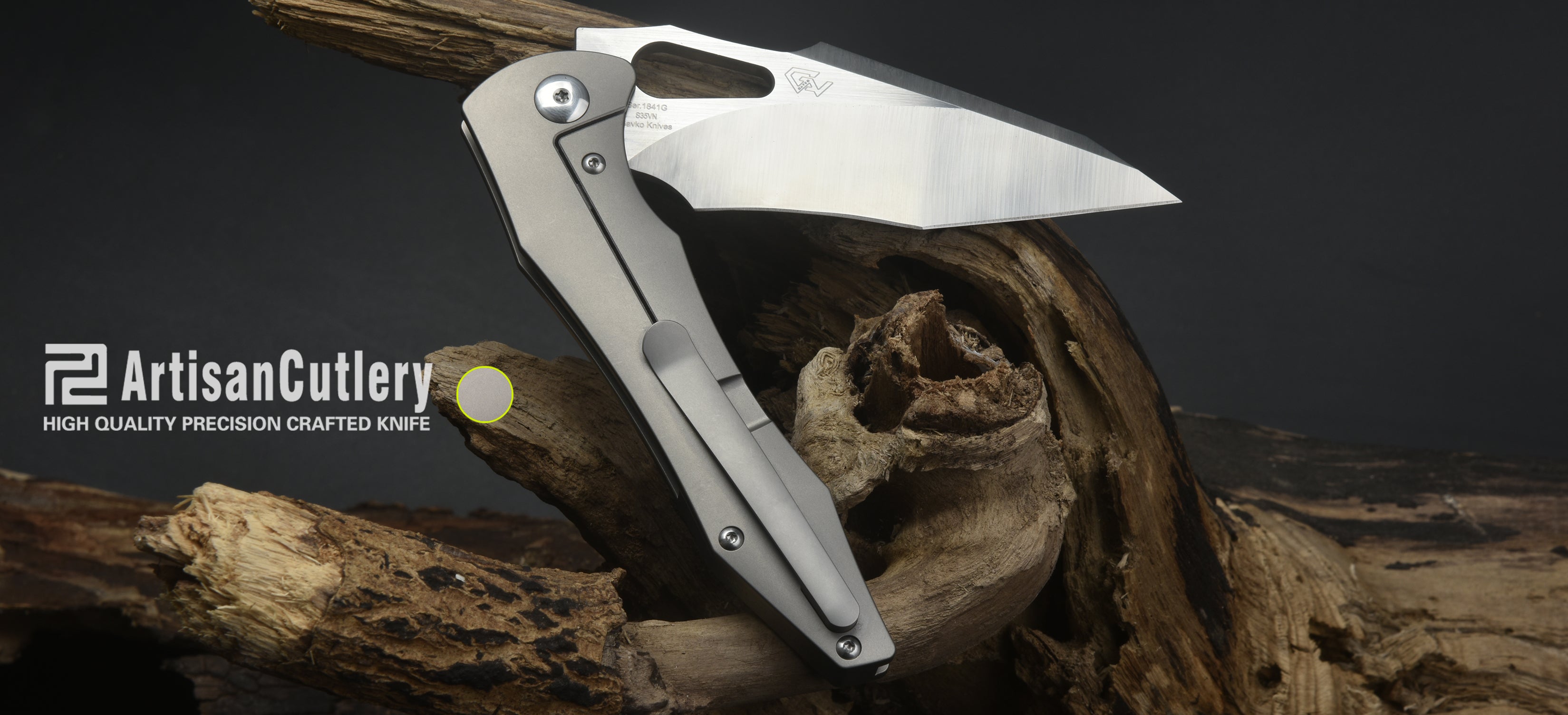 Artisan Cutlery Great White ATZ-1841G S35VN Blade Titanium Handle Folding Knives