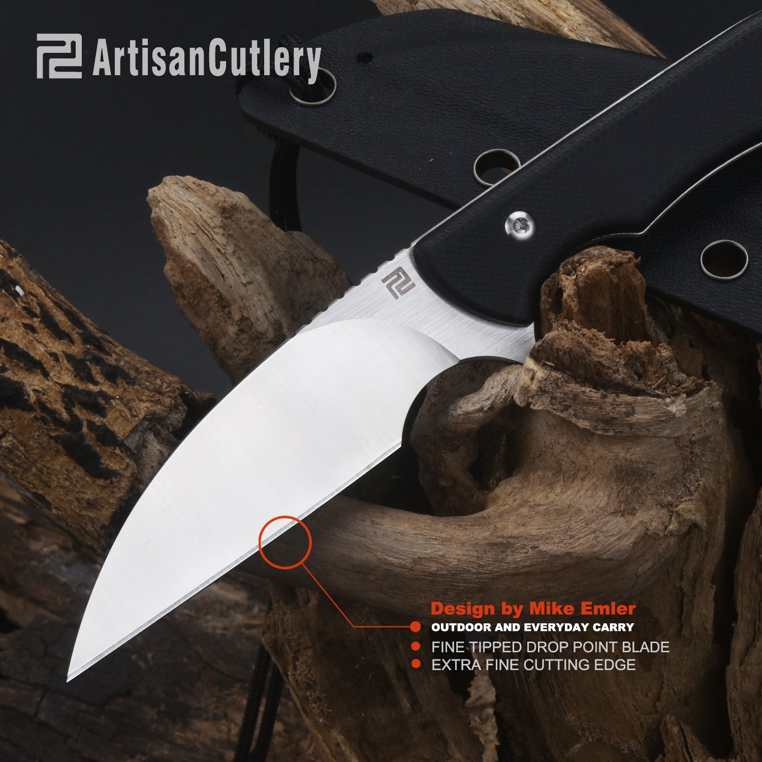 Artisan Cutlery Sea Snake ATZ-1842B AR-RPM9 Steel Blade G10 Handle Fixed Blade Knives