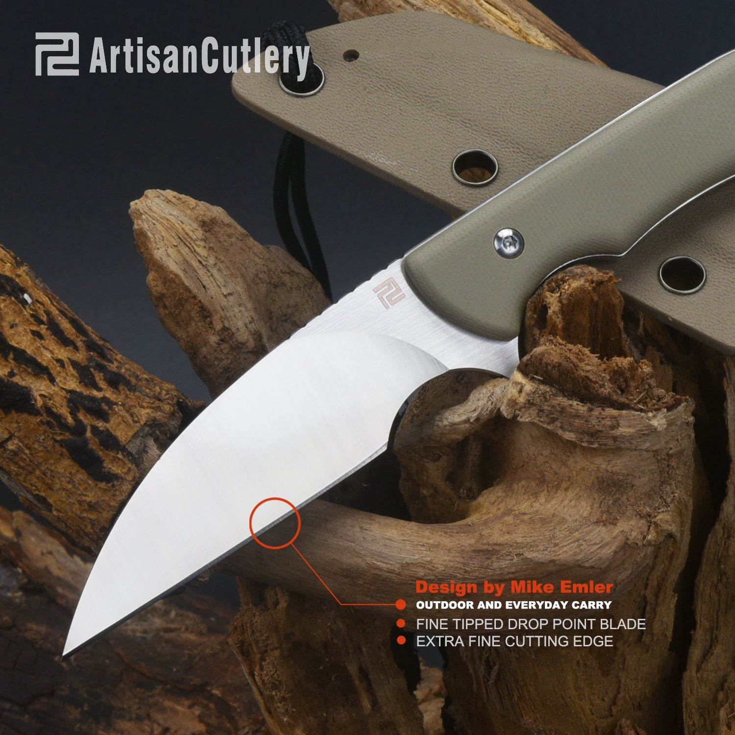 Artisan Cutlery Sea Snake ATZ-1842B AR-RPM9 Steel Blade G10 Handle Fixed Blade Knives