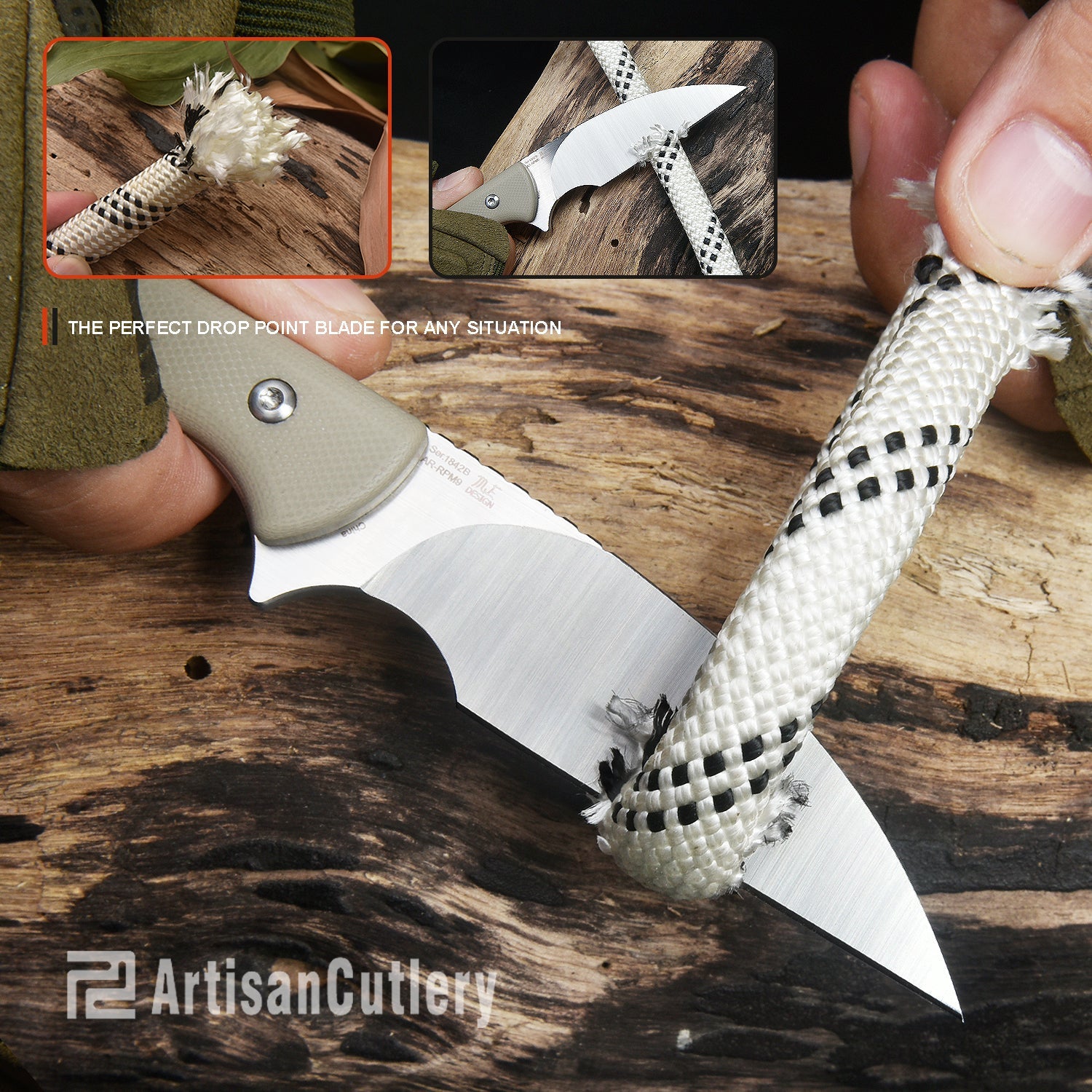 Artisan Cutlery Sea Snake ATZ-1842B AR-RPM9 Steel Blade G10 Handle Fixed Blade Knives