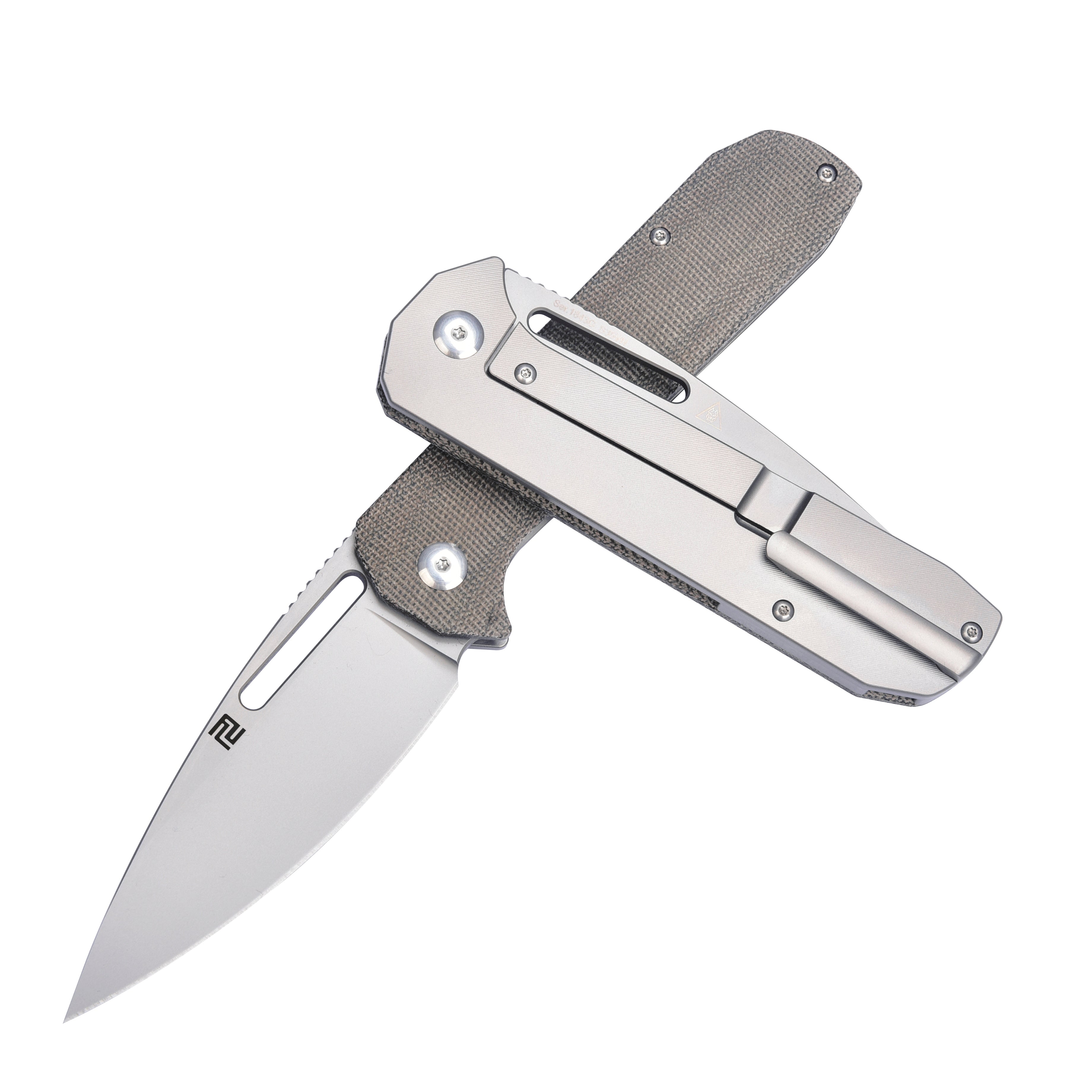 Artisan Cutlery Arion ATZ-1843G S35VN Blade ODG Micarta and Titanium Handle Folding Knives
