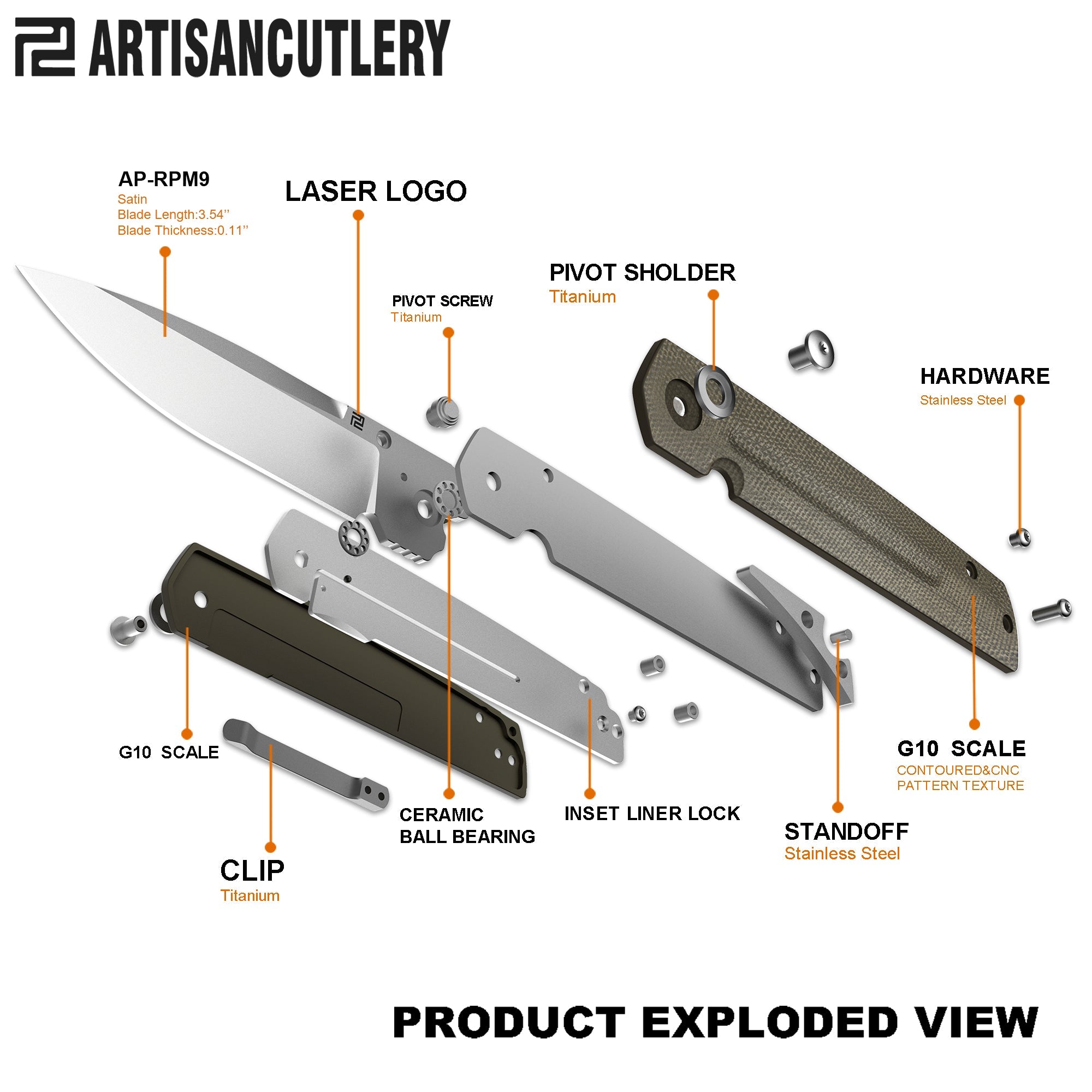 Artisan Cutlery Sirius 1849P S35VN Blade OD Green Micarta Handle Folding Knives