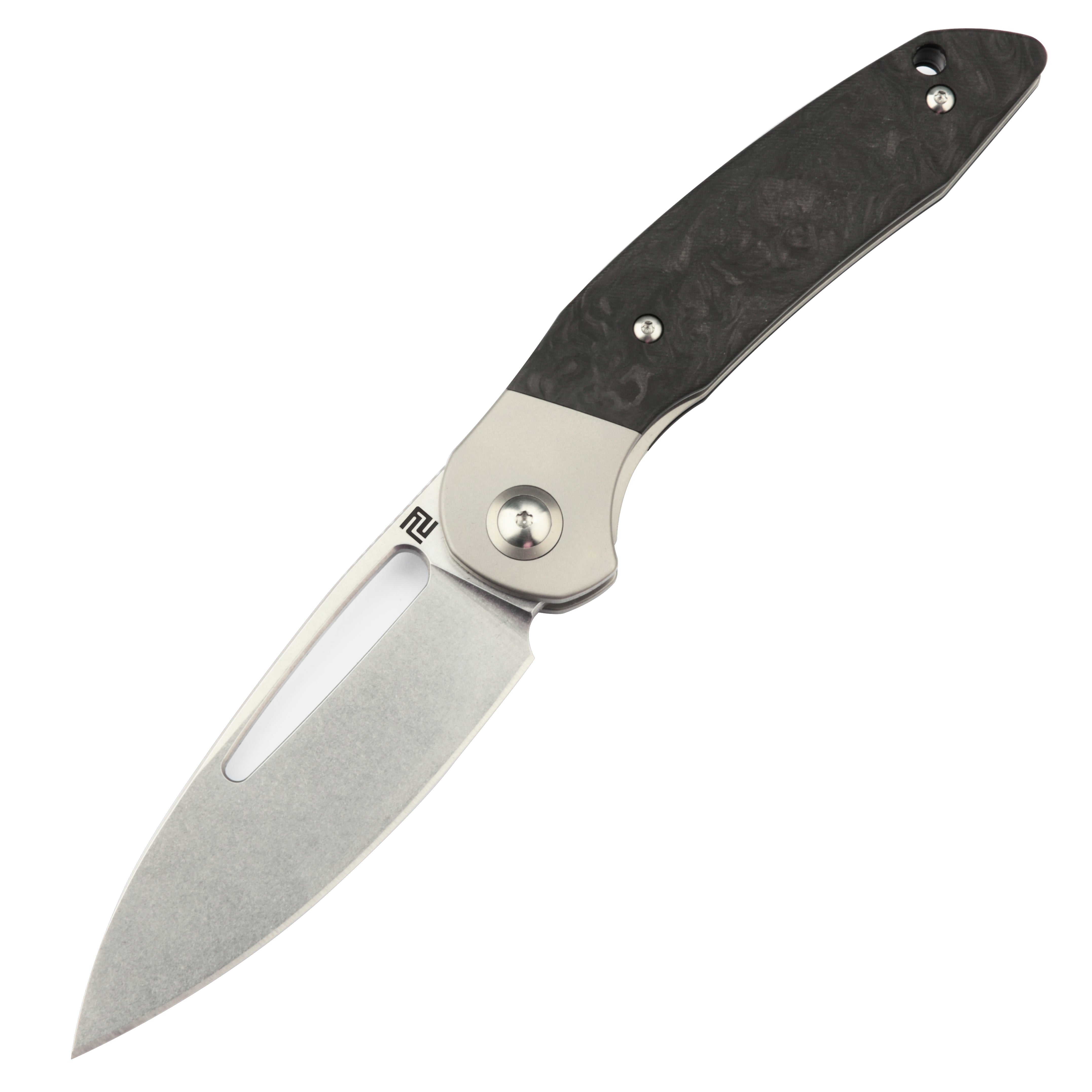Artisan Cutlery Tylos 1854G S35VN Blade Titanium and Marbled Carbon Fiber Handle