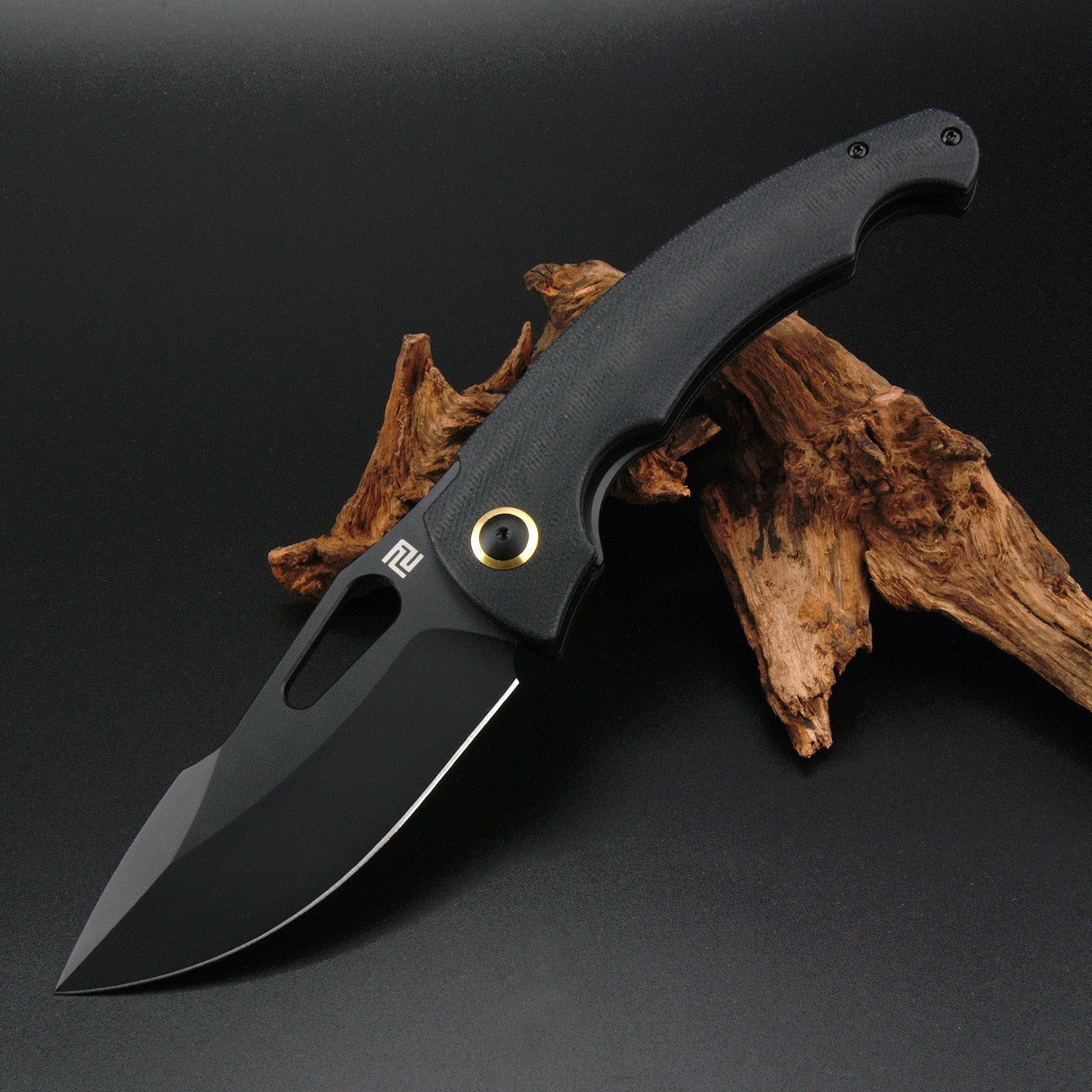 Artisan Cutlery Xcellerator ATZ-1860P AR-RPM9 Blade Micarta Handle Folding Knives - Black PVD / Black (1860P-BMBK)