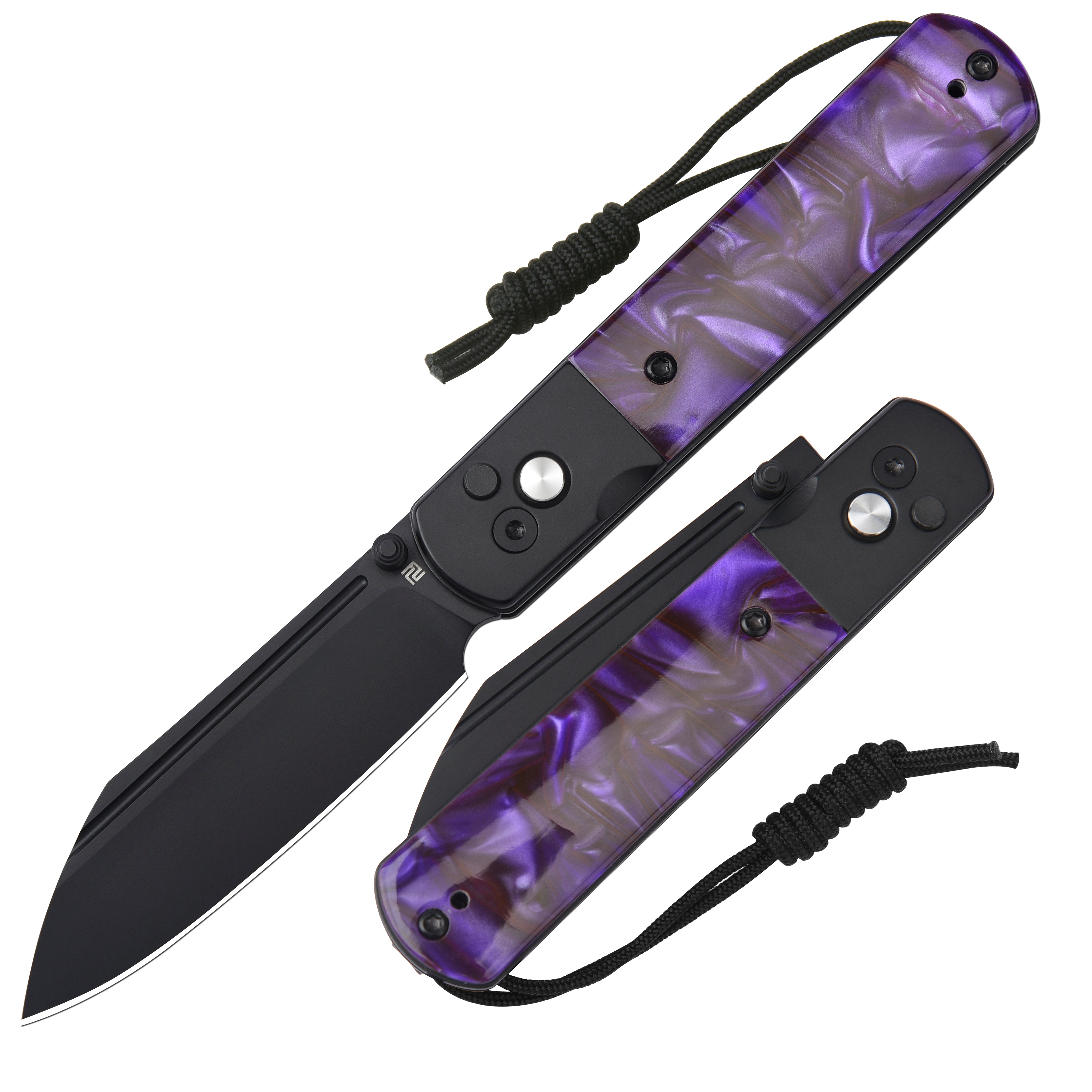 Artisan Cutlery Holm 1875P AR-RPM9 Steel Blade Acrylic Handle Folding Knives - Deep Space Purple Acrylic (1875P-PA)