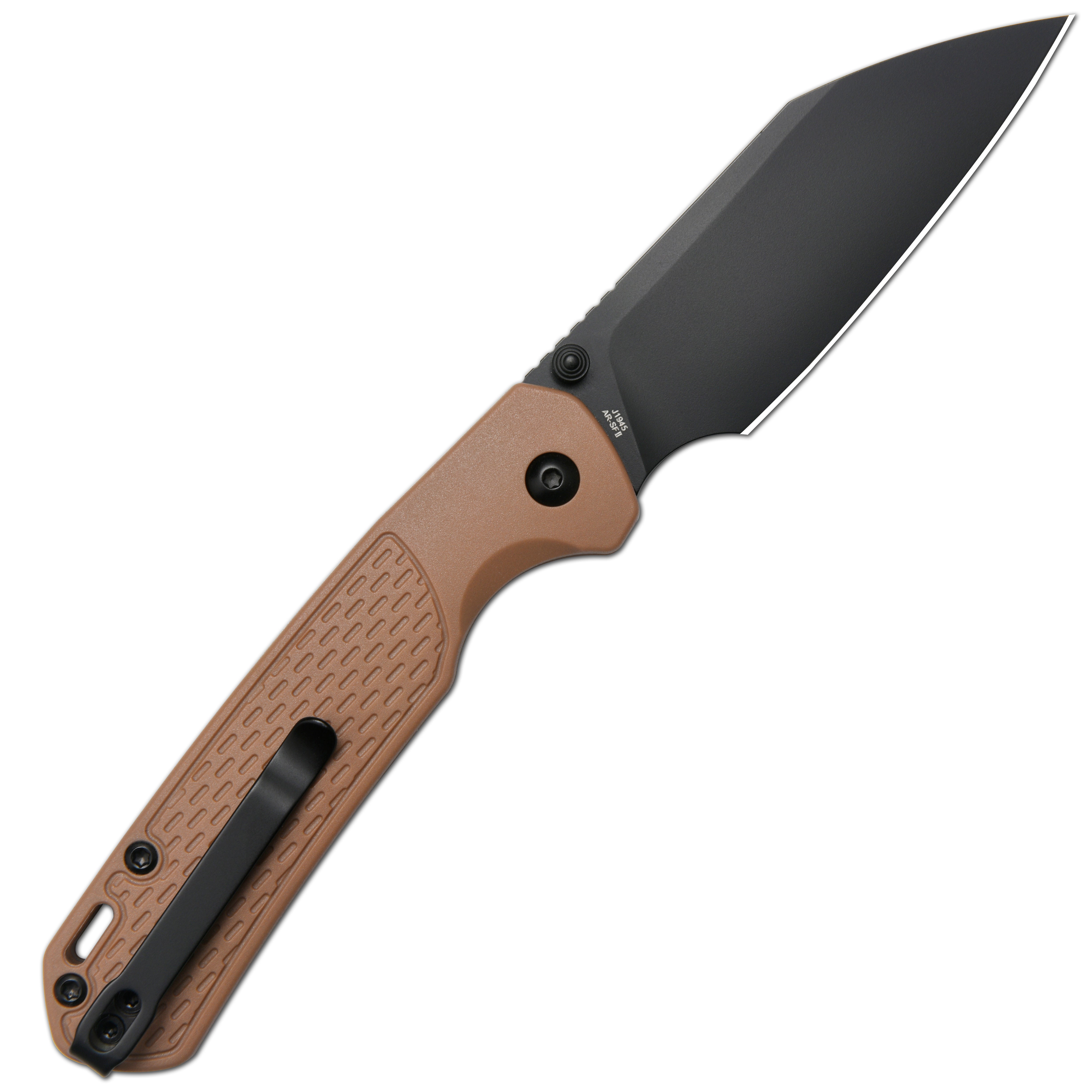 CJRB Pyrite-Light J1945 AR-SFII Steel FRN Handle Folding Knives - Brown FRN Handle/Black PVD Blade (J1945-BBN)