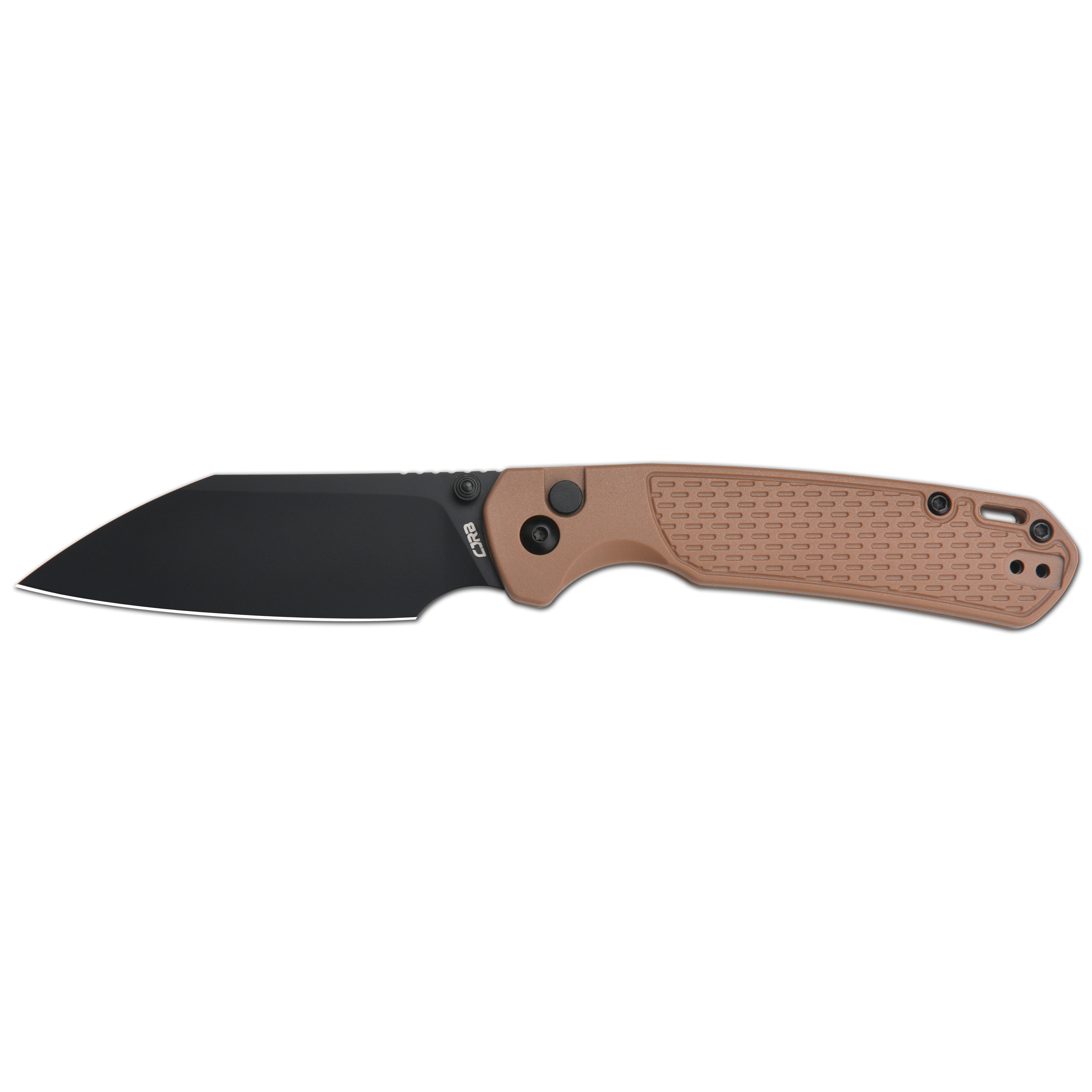 CJRB Pyrite-Light J1945 AR-SFII Steel FRN Handle Folding Knives - Brown FRN Handle/Black PVD Blade (J1945-BBN)