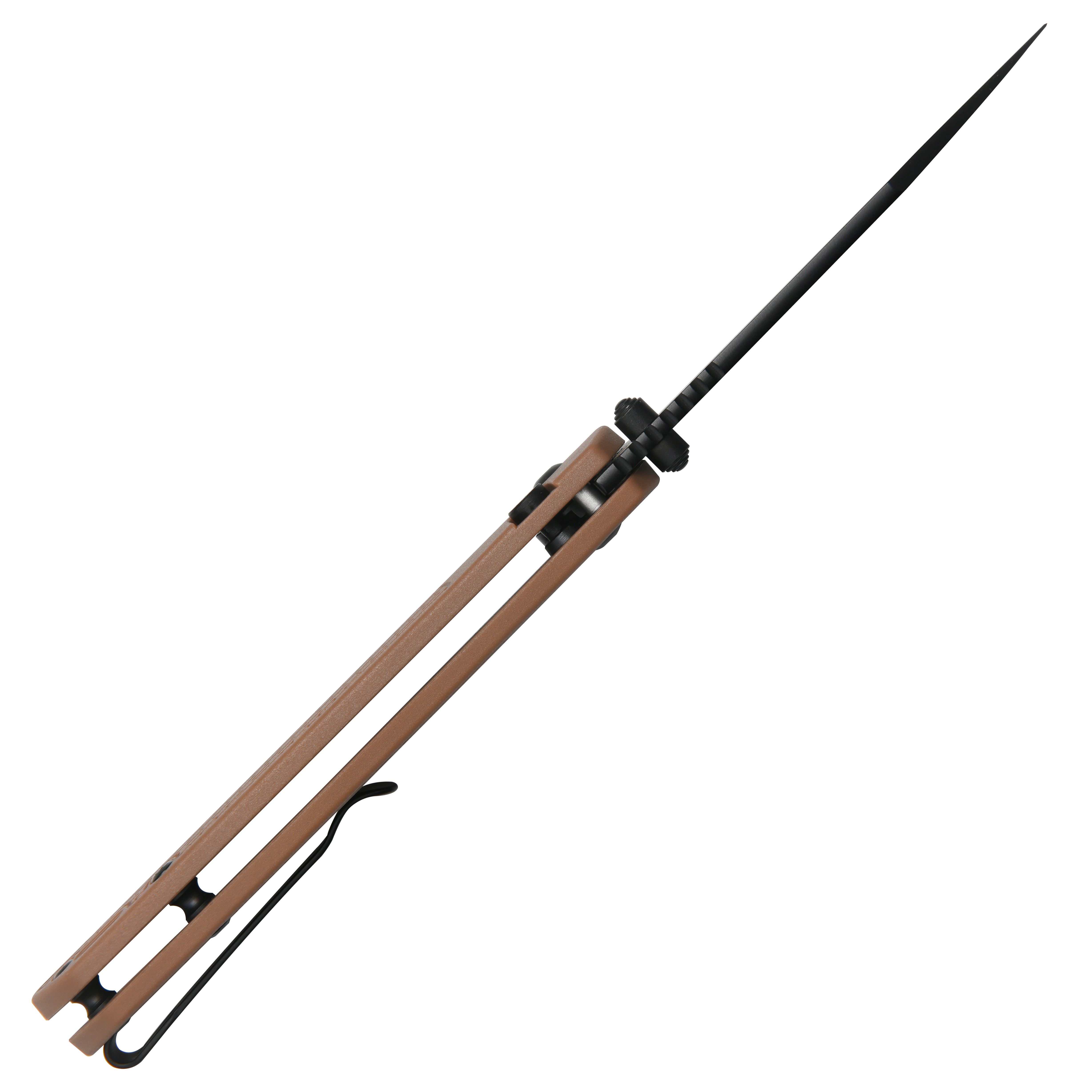 CJRB Pyrite-Light J1945 AR-SFII Steel FRN Handle Folding Knives - Brown FRN Handle/Black PVD Blade (J1945-BBN)