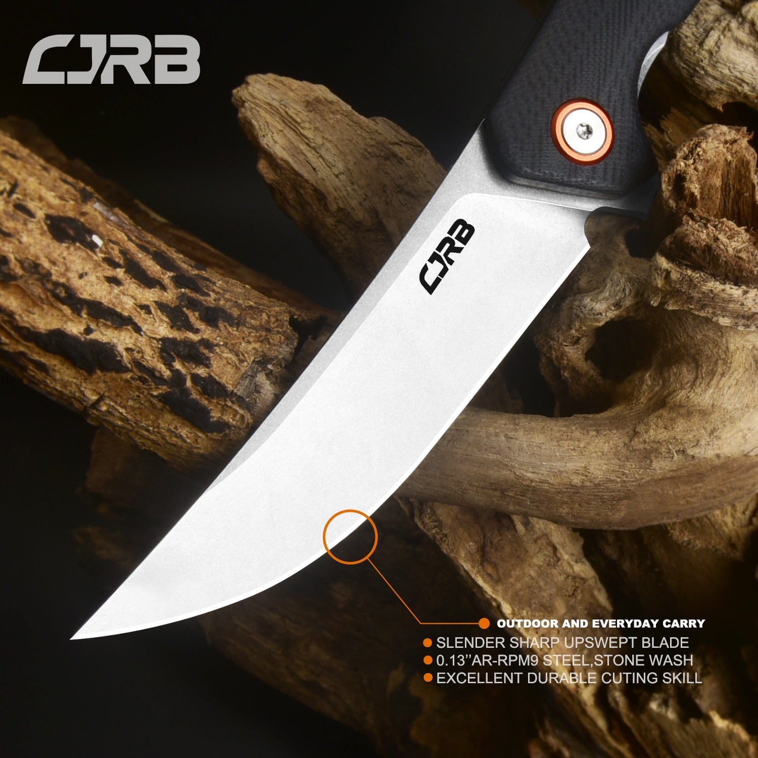 Cjrb Gobi J1906 AR-RPM9 Blade G10(Contoured & Cnc Pattern Texture) Handle Folding Knives - Black (J1906-BKC)
