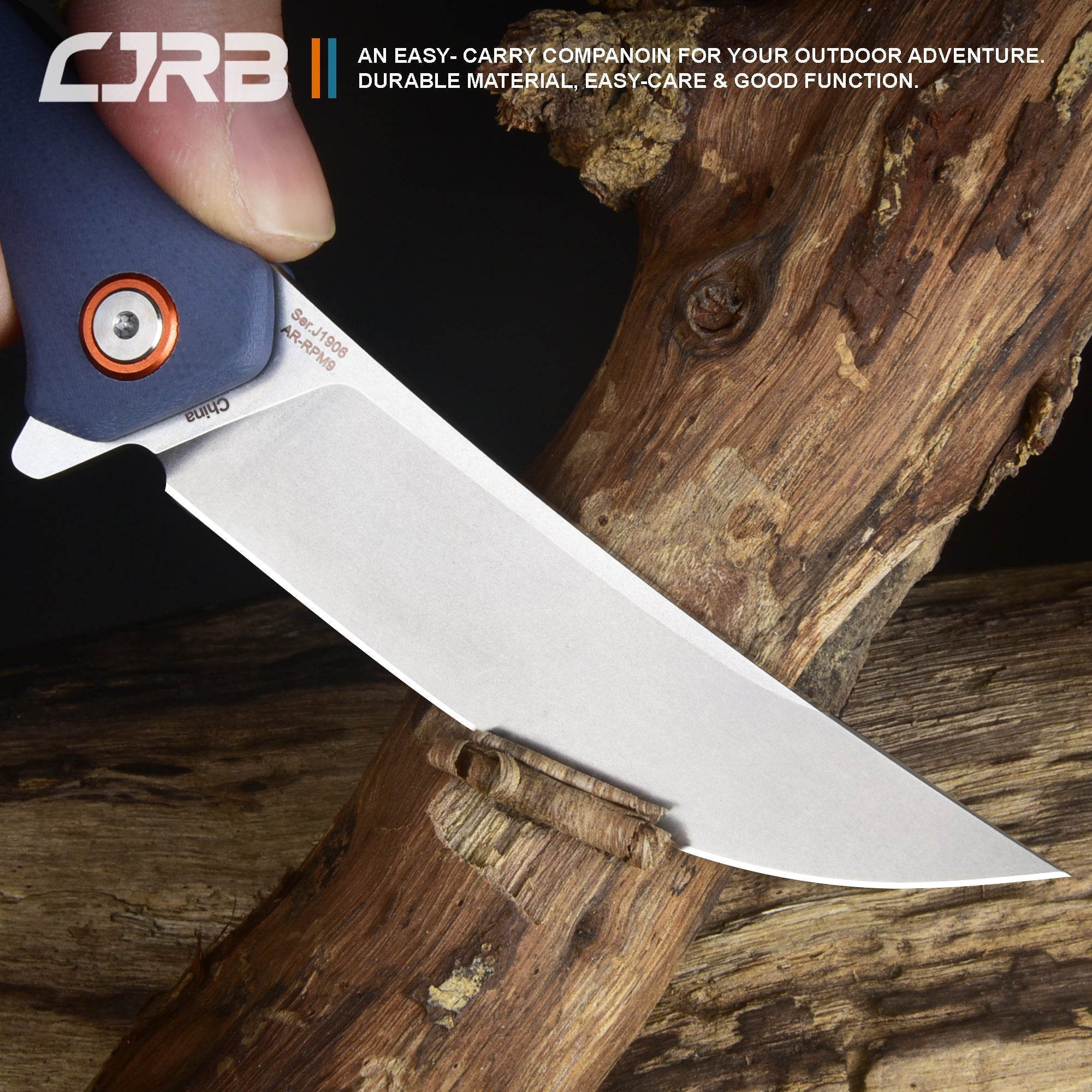 Cjrb Gobi J1906 AR-RPM9 Blade G10(Contoured & Cnc Pattern Texture) Handle Folding Knives - Gray (J1906-GYC)