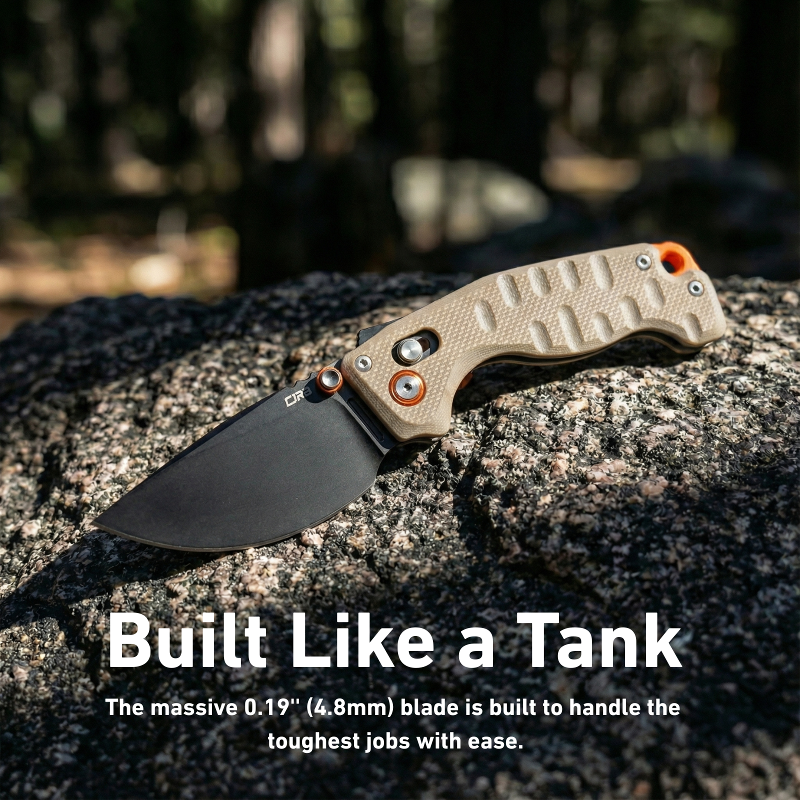 CJRB Doubletap Thumb Stud & Recoil Lock V2 Tatical Knife Desert G10 Handle(3.86'' D2 Black PVD Coating Blade) J1970-BDE