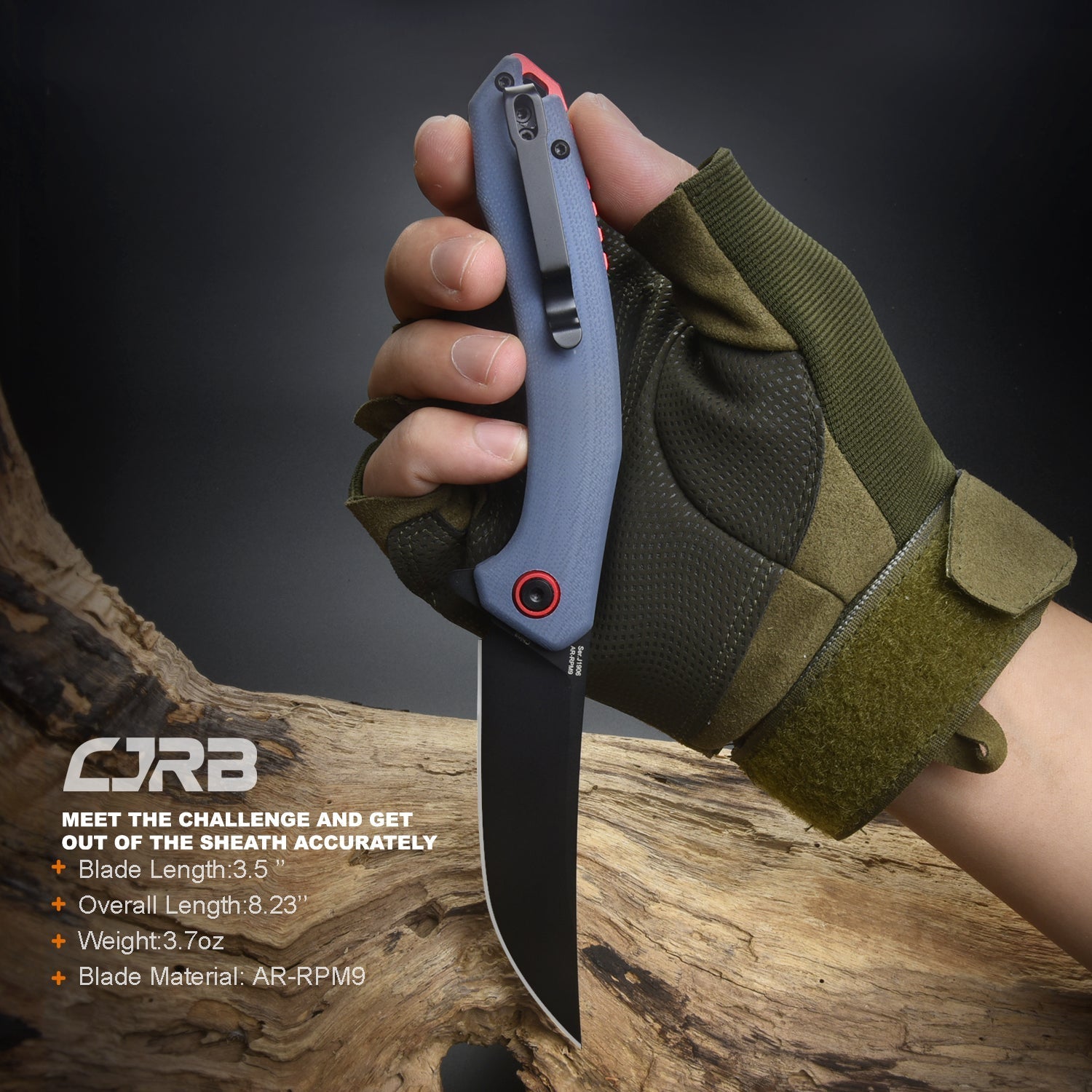 CJRB Gobi J1906 AR-RPM9 Steel Black Pvd Blade G10 Handle Folding Knives - Gray (J1906-BGYC)