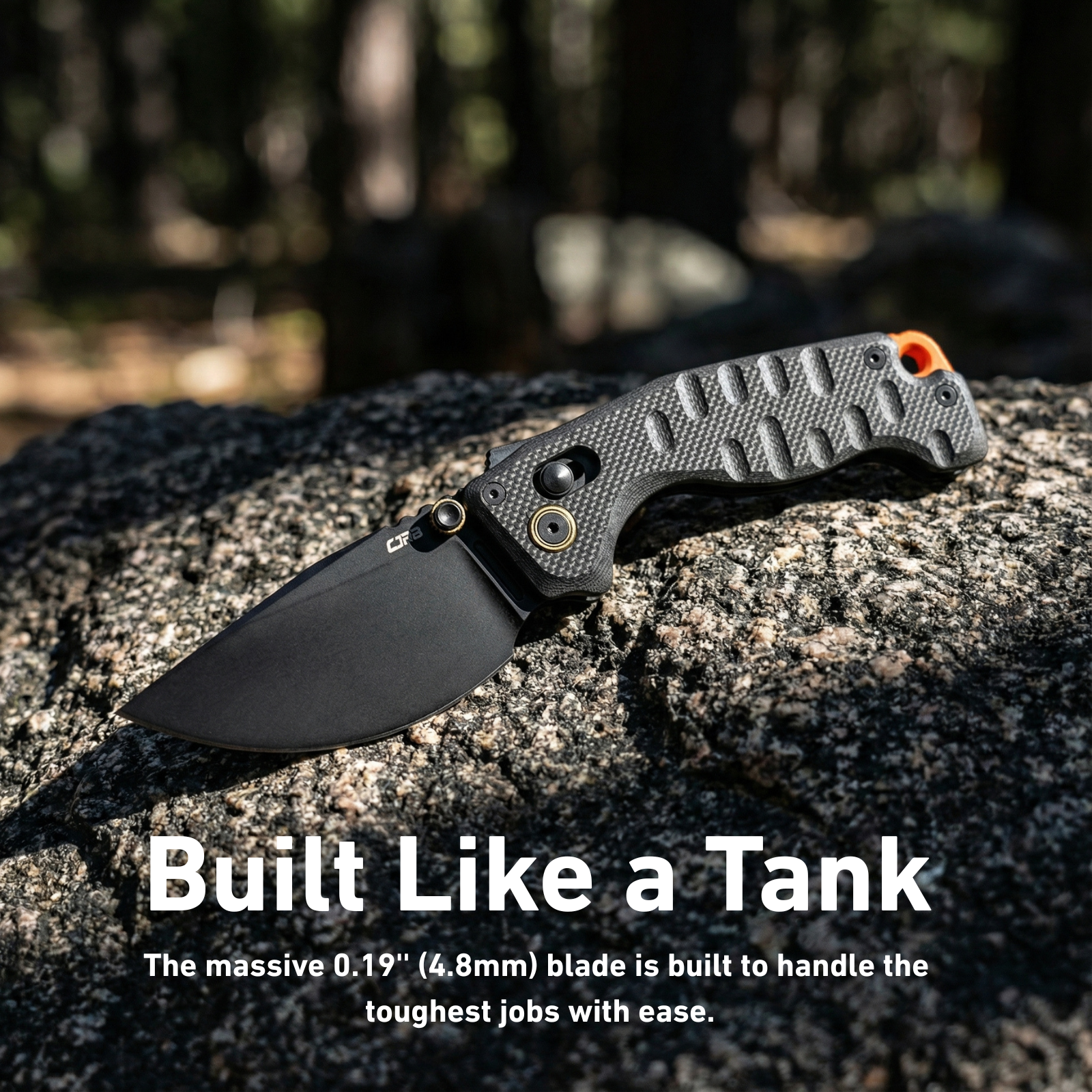 CJRB Doubletap Thumb Stud & Recoil Lock V2 Tatical Knife Black G10 Handle(3.86'' D2 Black PVD Coating Blade) J1970-BBK