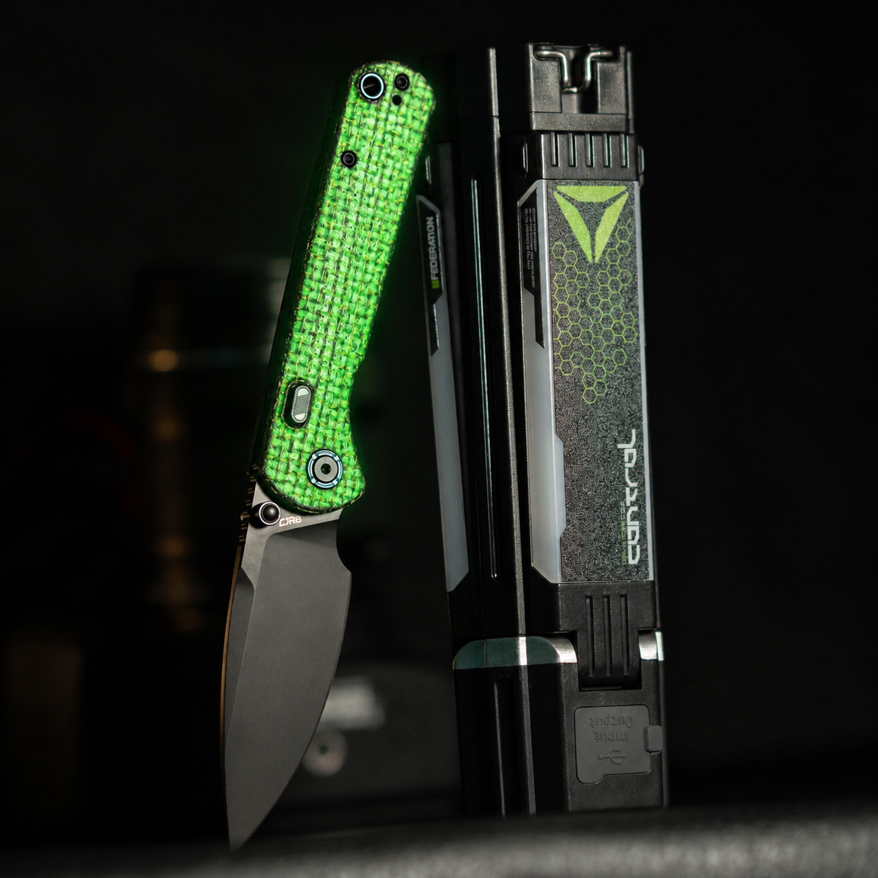 CJRB Latitude Thumb Stud & Top Liner Lock EDC Knife Micarta(Glow In the Dark) Handle(3.47'' AR-RPM9 Steel Black PVD Blade) J1975-GDBN (Exclusive)