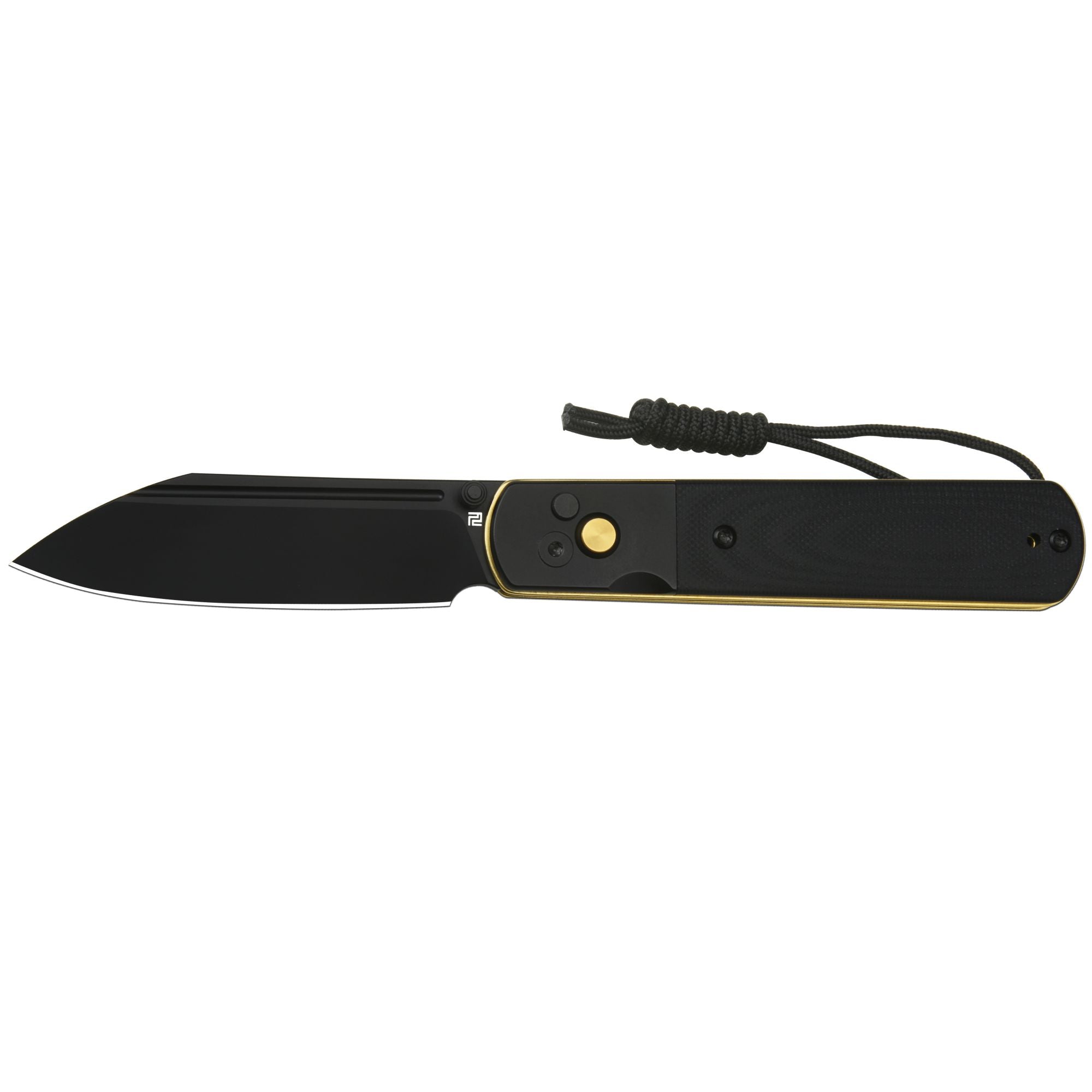 Artisan Cutlery Holm 1875P AR-RPM9 Steel Blade G10 Handle Folding Knives - Black PVD Steel+Black G10 Inlay+Gold PVD Steel Liner (1875P-BG)