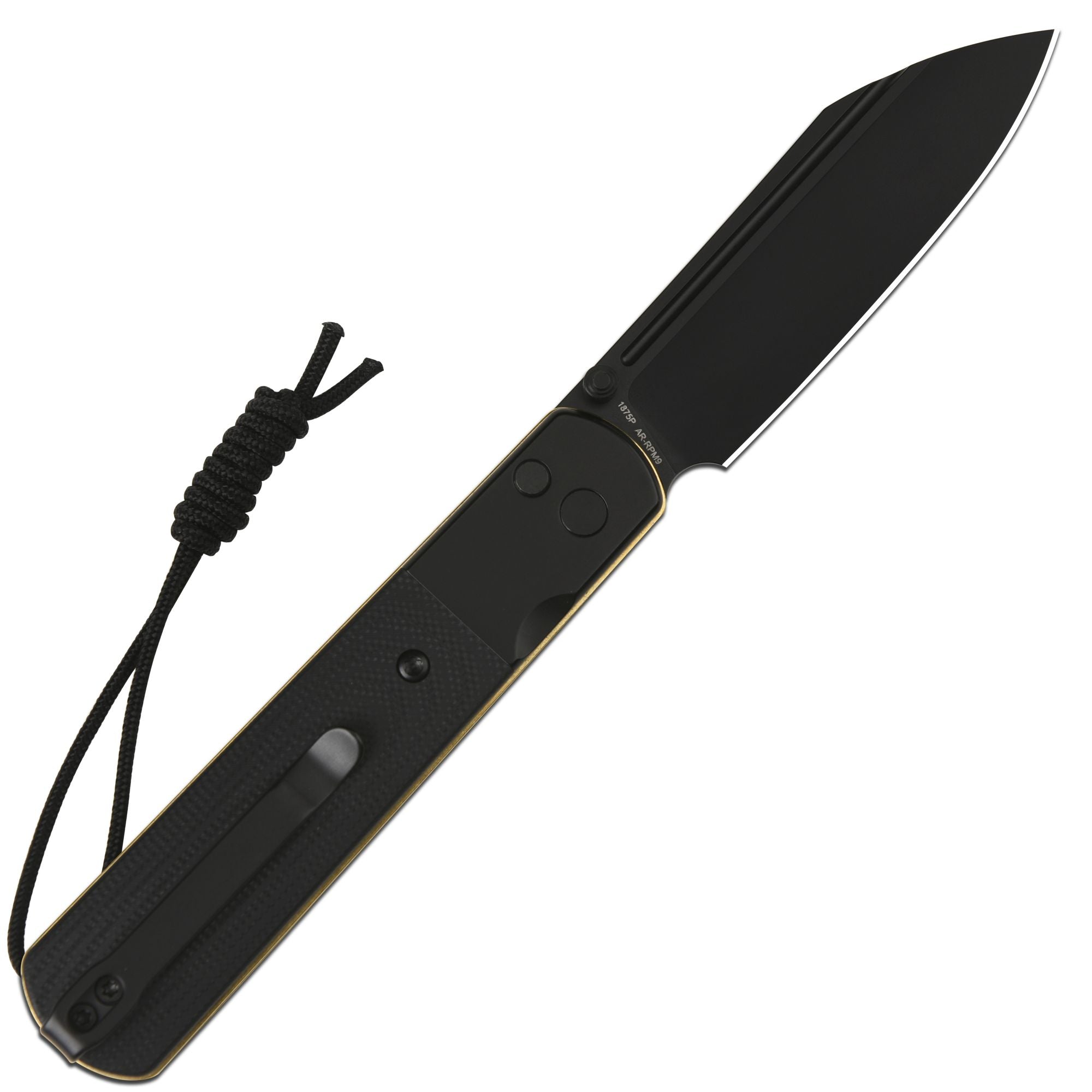 Artisan Cutlery Holm 1875P AR-RPM9 Steel Blade G10 Handle Folding Knives - Black PVD Steel+Black G10 Inlay+Gold PVD Steel Liner (1875P-BG)