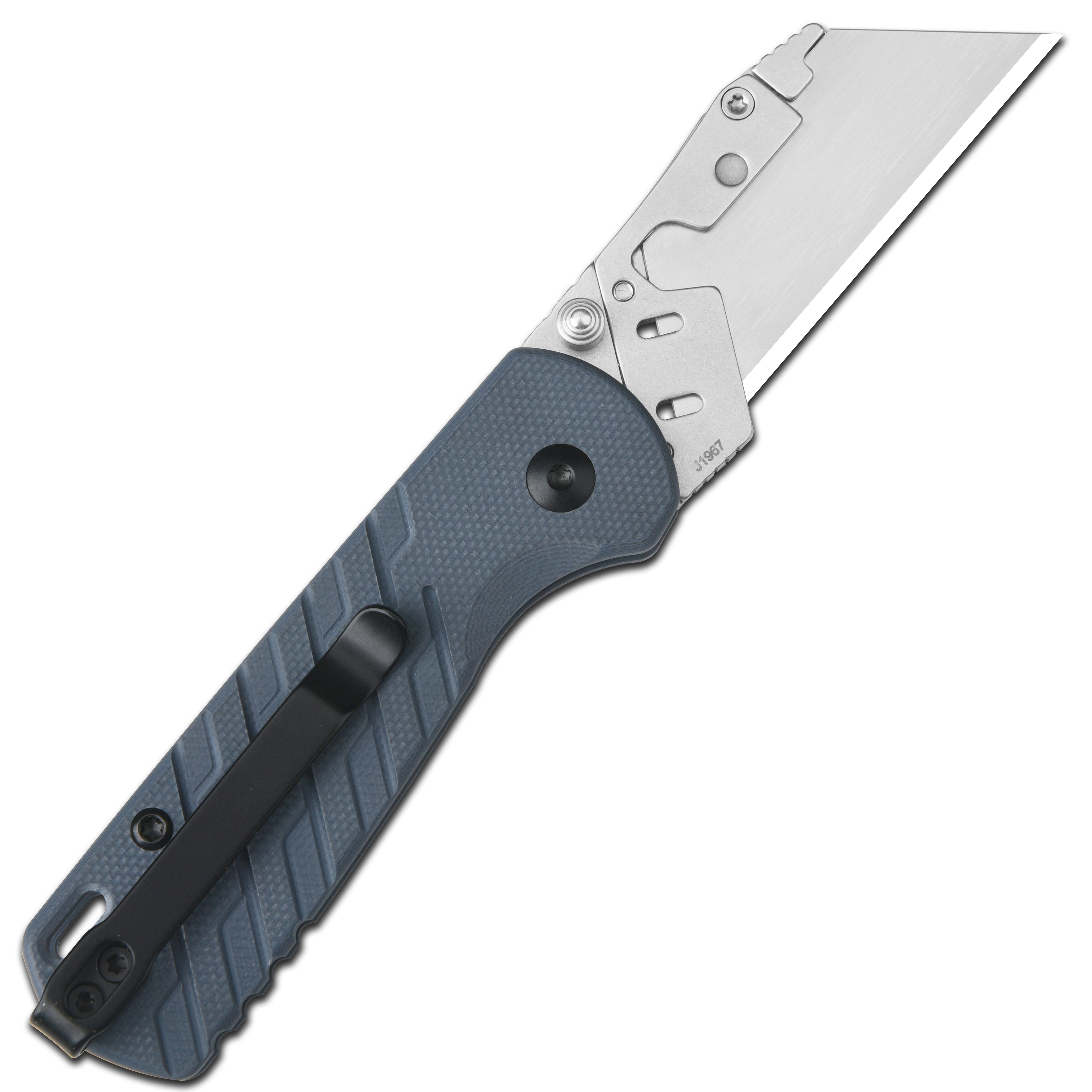 CJRB Boxer J1967 G10 Handle Folding Utility Knife, with 10 Extra Blades (Blue Ripple)