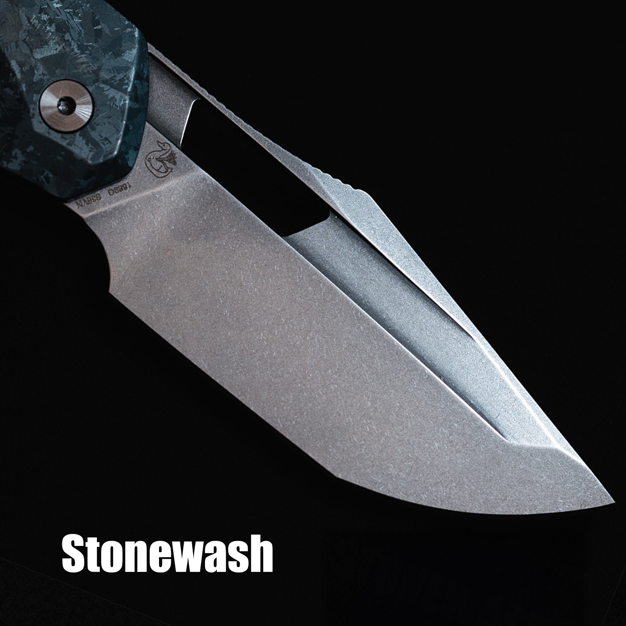 Artisan Cutlery Mousebird Thumb Hole Top Liner Lock EDC Knife Crystal Titanium Handle Crystal Titanium Clip(3'' CPM S35VN Stone Wash Blade ) 1889G-CBU