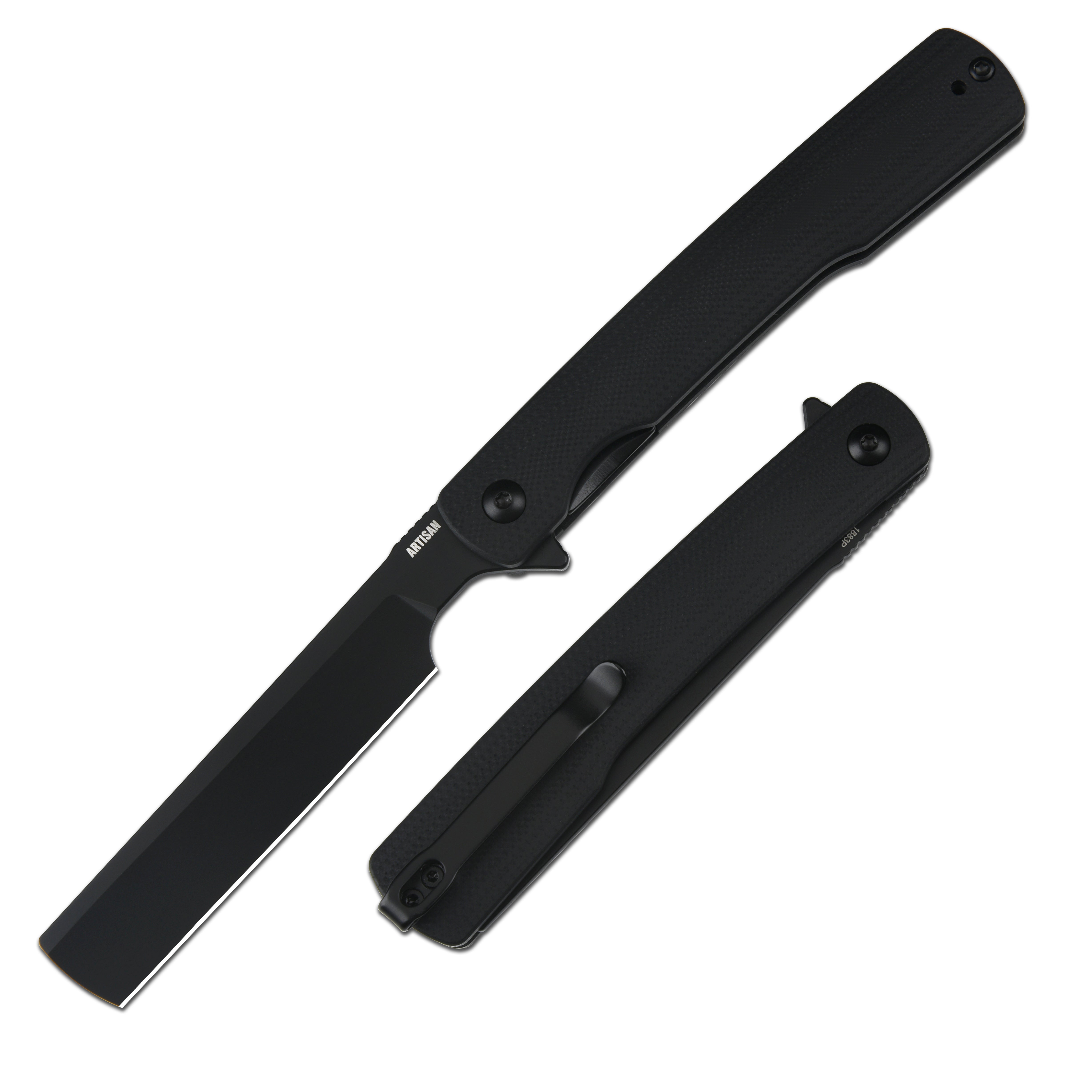 ArtisanCutlery Orthodox V2 Flipper & Liner Lock Knife Black G10 Handle (3.54'' Black PVD Coating AR-RPM9 Blade) 1883P-BBK