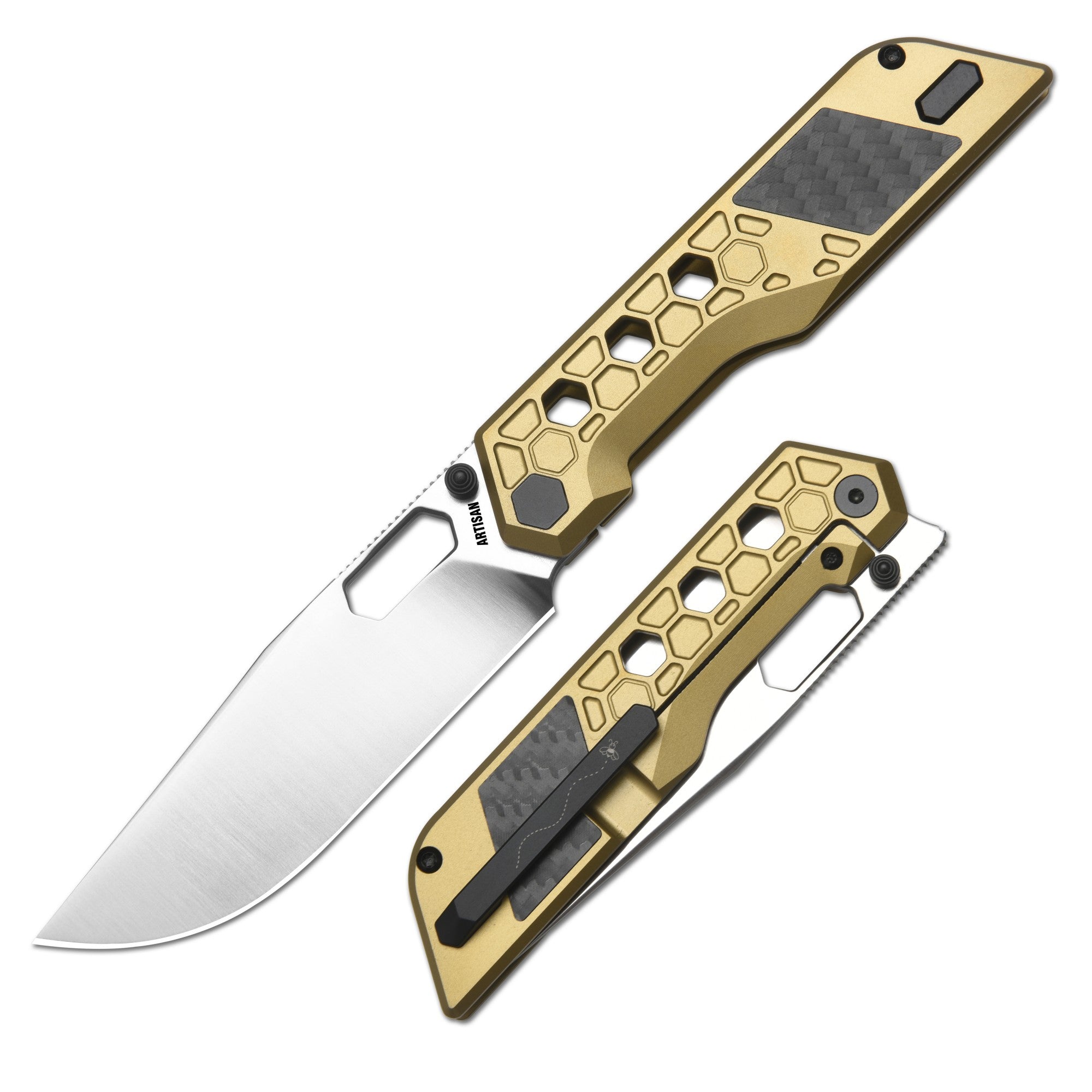 Artisan Cutlery Beest ATZ-1878G S35VN Blade Titanium Handle Folding Knives