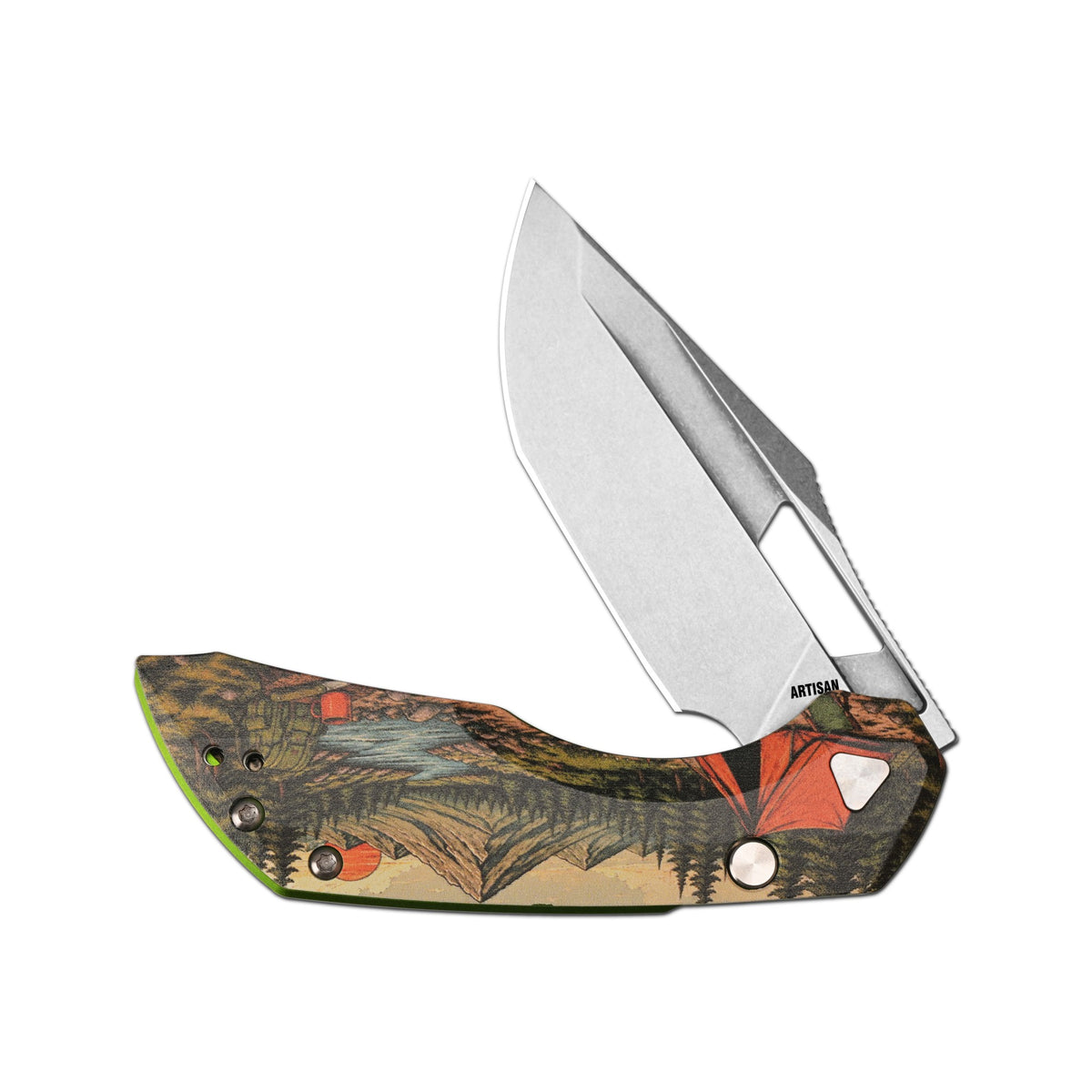 Artisan Cutlery Mousebird Thumb Hole Top Liner Lock EDC Knife 7075-T6 Aluminum Handle Titanium Clip(3'' N690 Stone Wash Blade ) 1889G-SAL (Exclusive)
