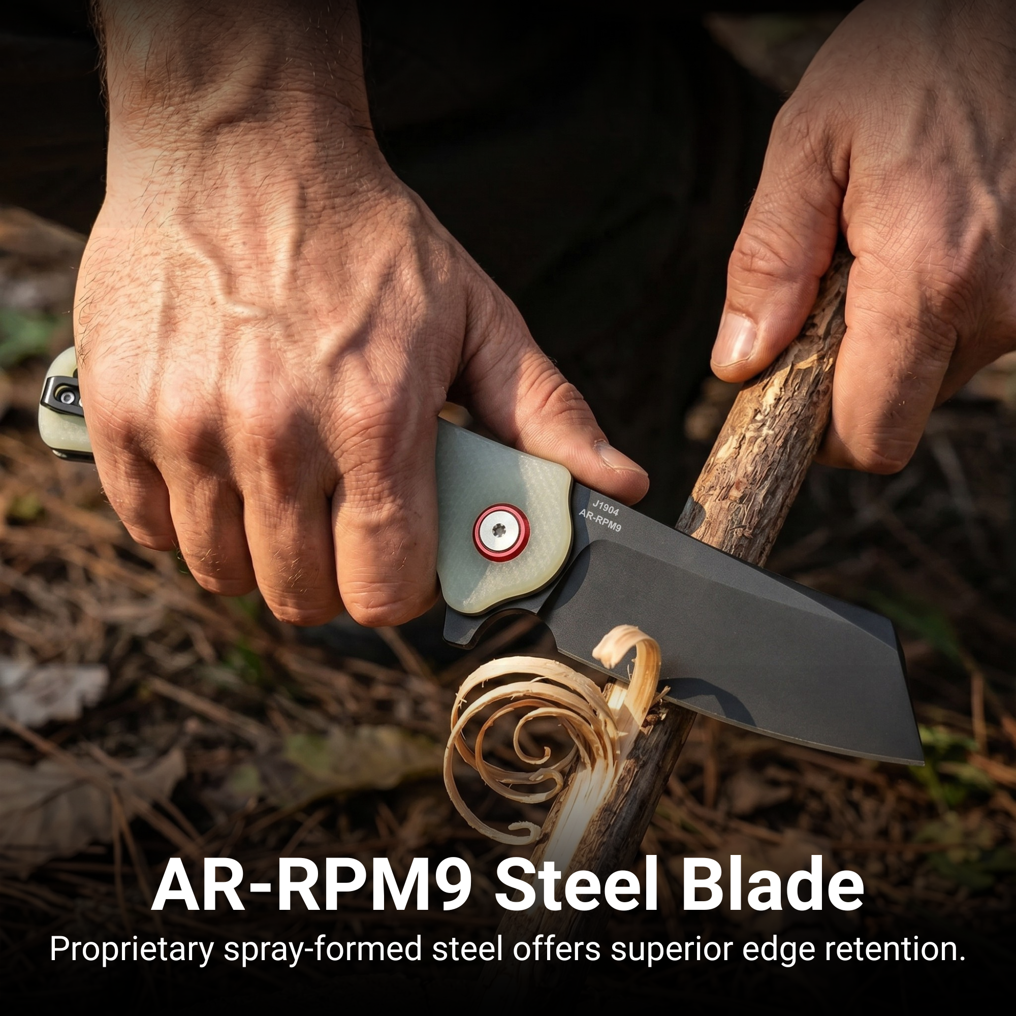 CJRB Crag Liner Lock & Flipper G10(Glow In the Dark) Handle (3.43'' AR-RPM9 Black PVD Coating Blade) J1904-BGD