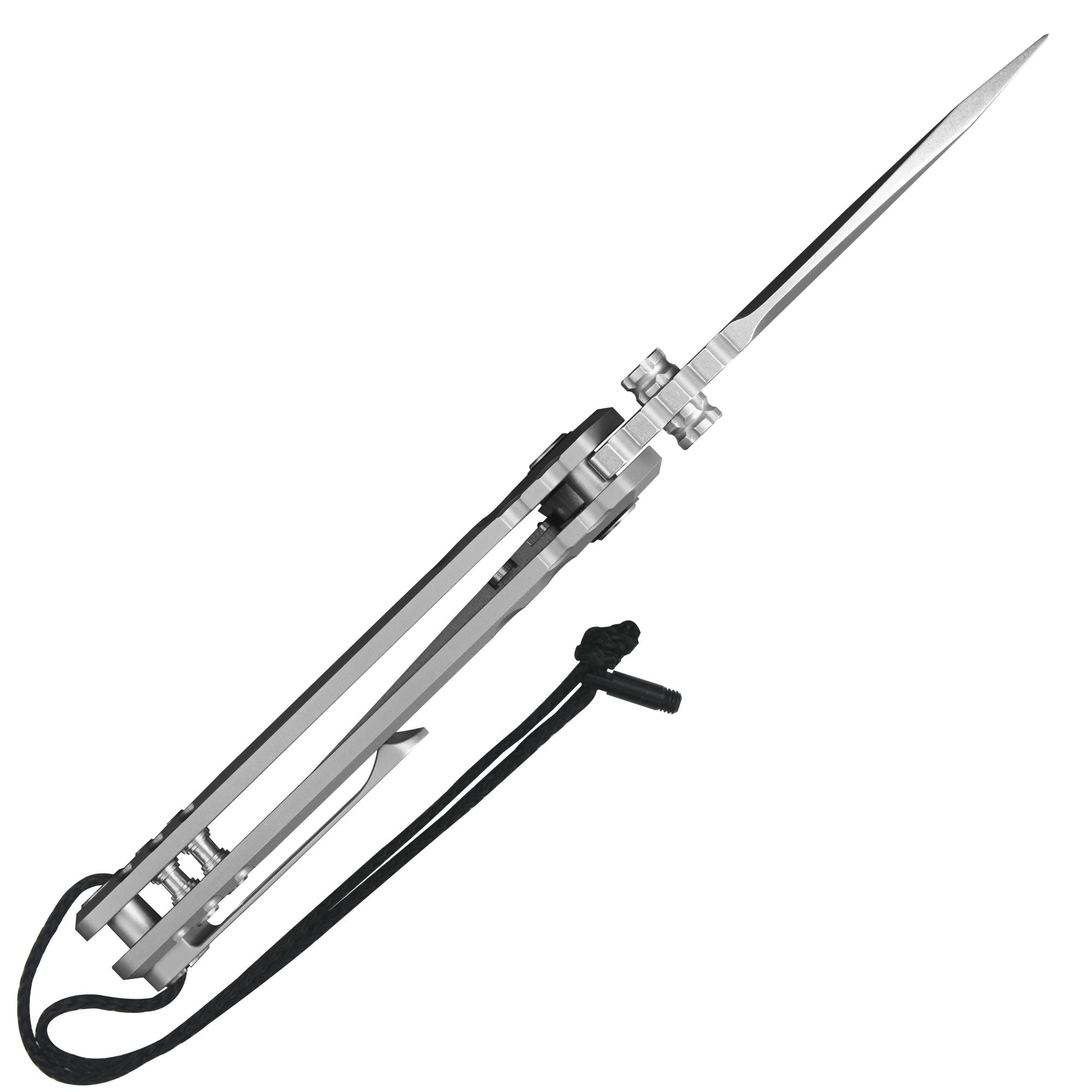 CJRB Tundra Flipper &Thumb Stud & Locking Pin & Frame Lock Tatical Knife Titanium Handle (3.78'' Stone Wash CPM S35VN Blade) J1966G-GY (Limited Edition)